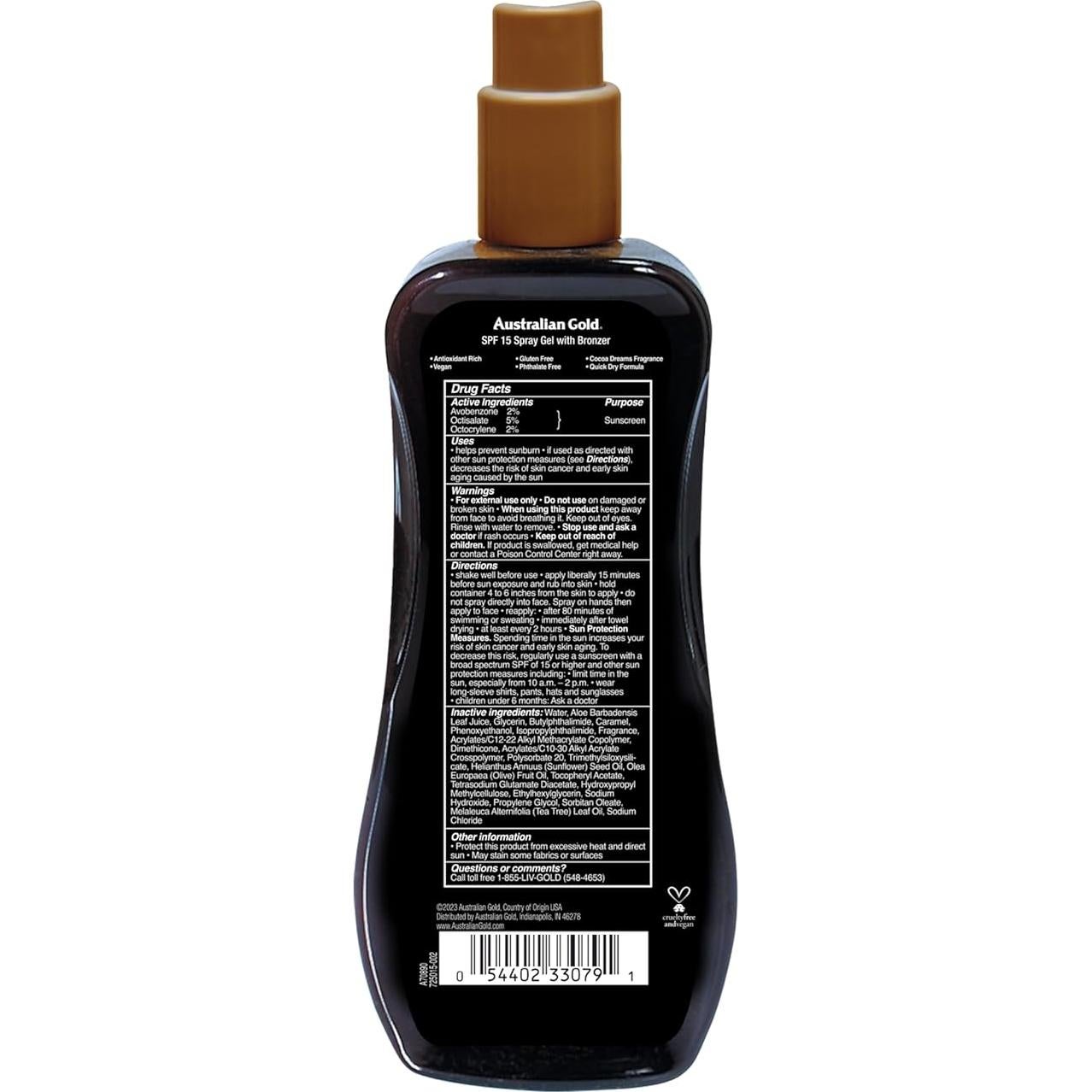 Protector Solar Gel en Spray Australian Gold SPF 15 227g