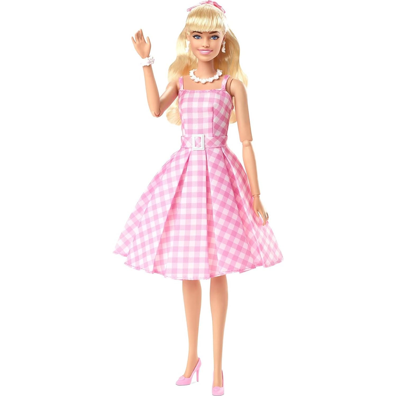 Muñeca Barbie La Película Margot Robbie Vestido Gingham Rosa