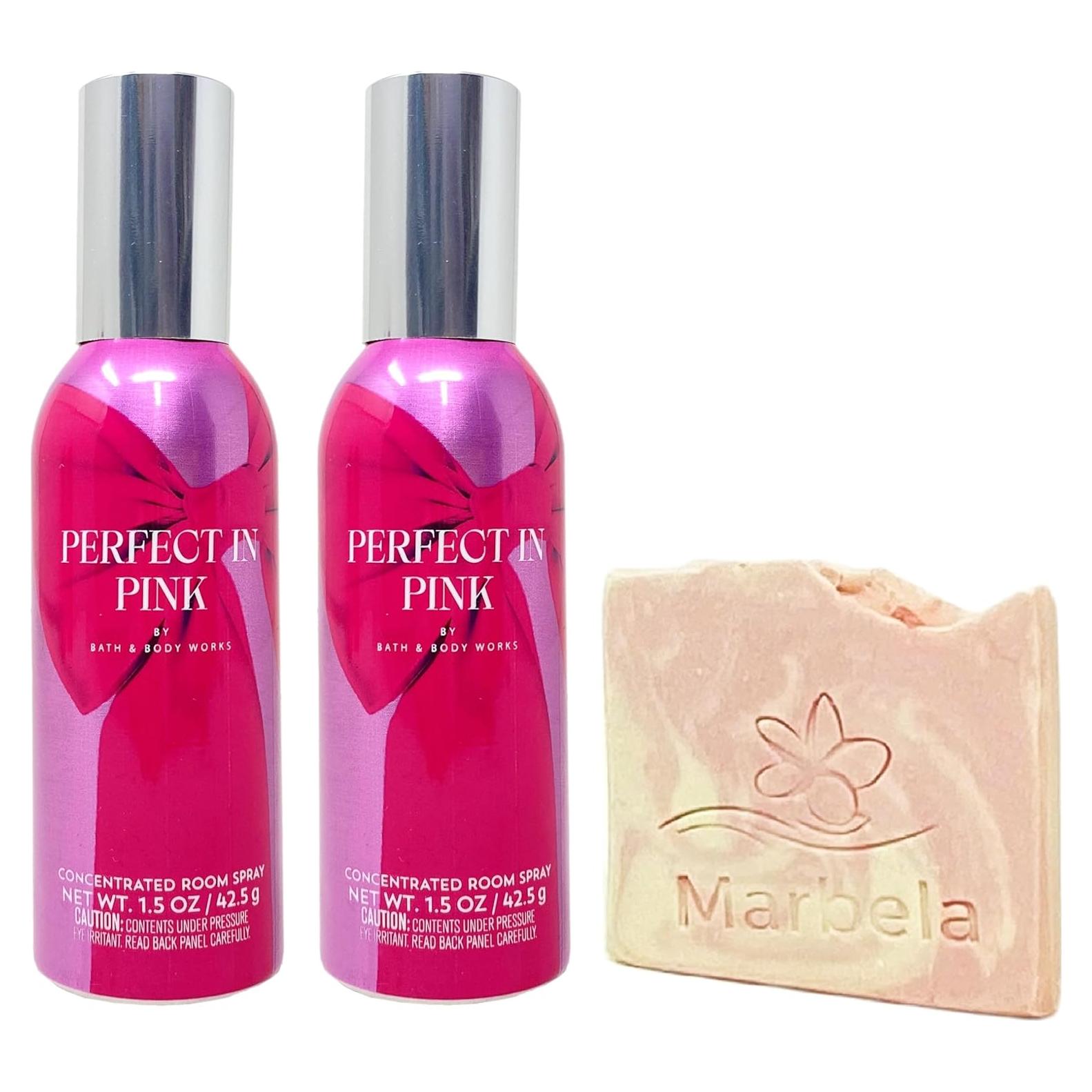 Spray de Habitación Concentrado Baño y Cuerpo Trabajos Perfecto en Rosa - 2 Piezas con Jabón de Sal de Himalaya