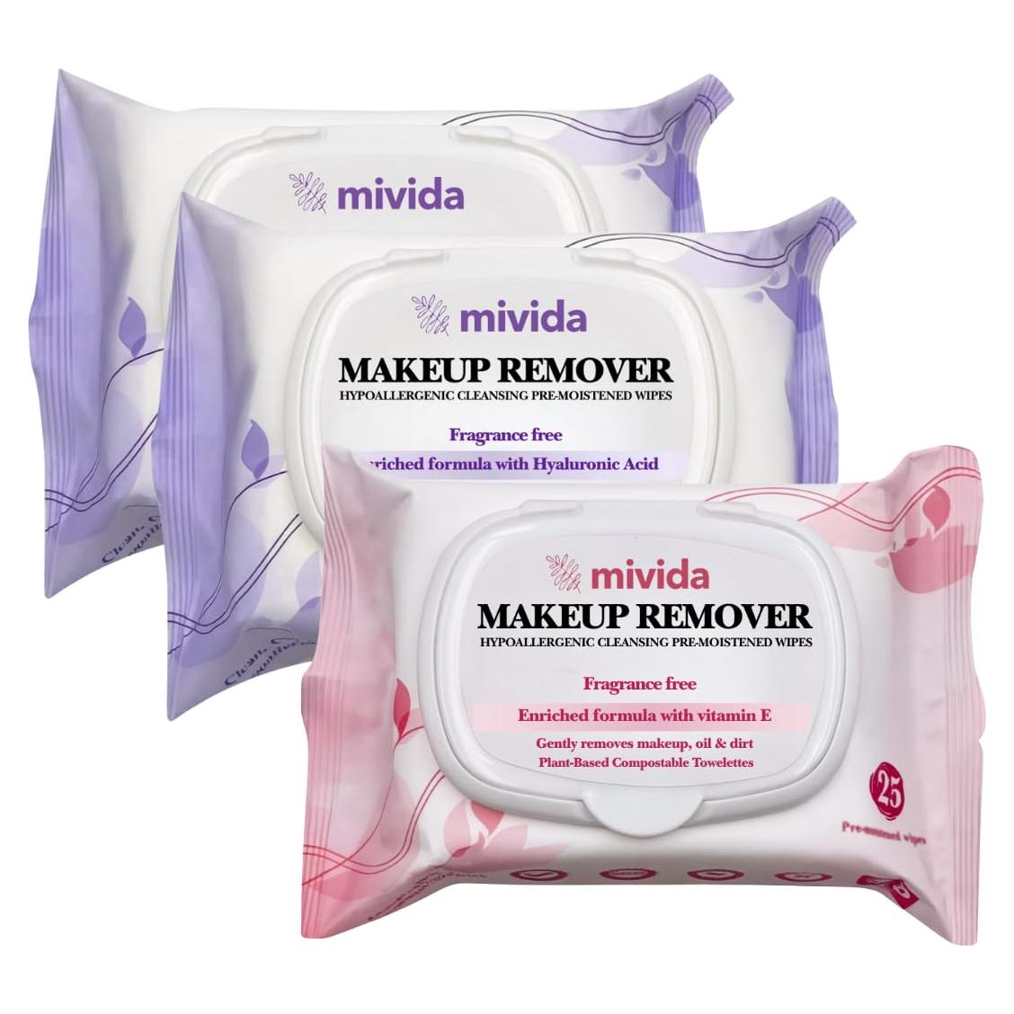 Toallitas Desmaquillantes Hipoalergénicas Mivida - 75 Unidades
