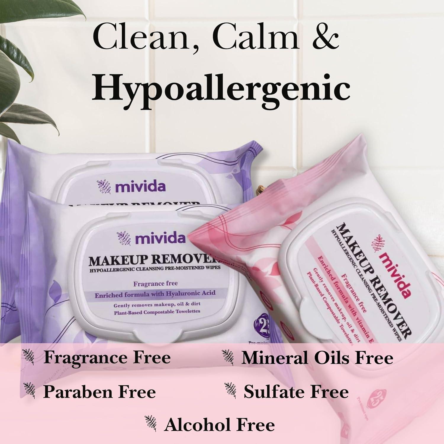 Toallitas Desmaquillantes Hipoalergénicas Mivida - 75 Unidades