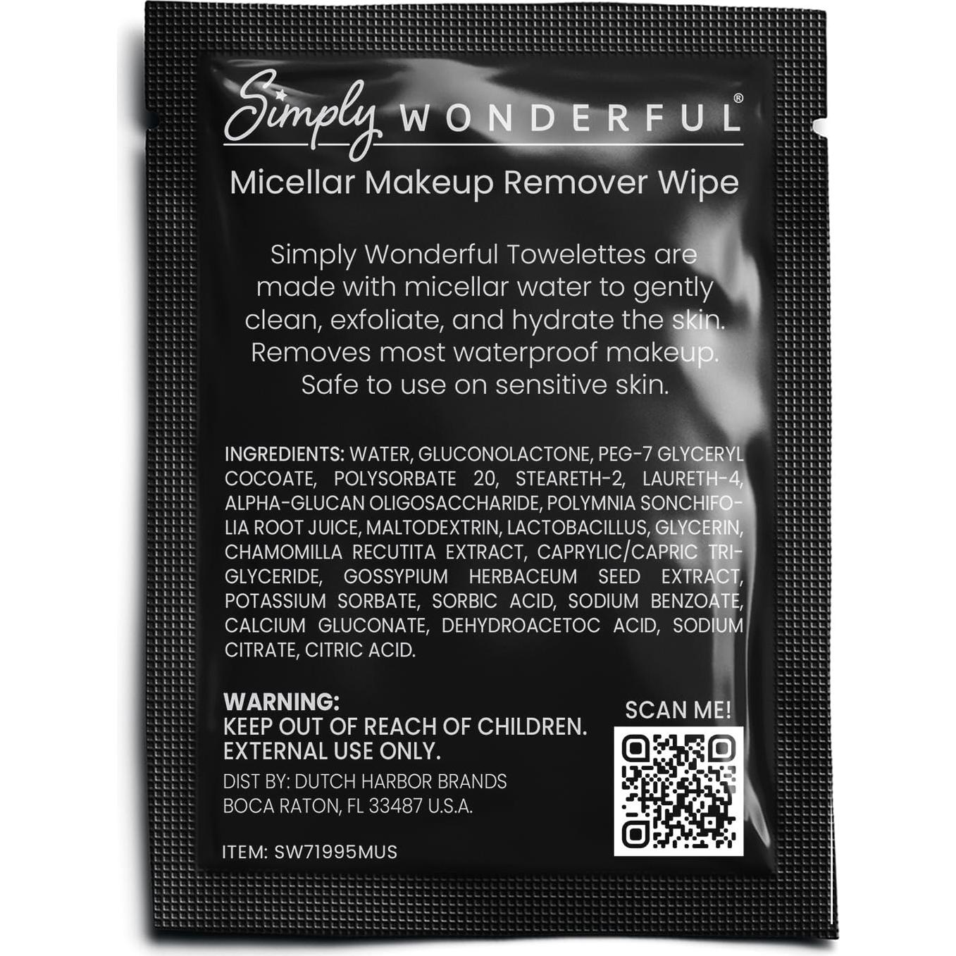 Toallitas Desmaquillantes Biodegradables Simplemente Maravilloso 100 Unidades