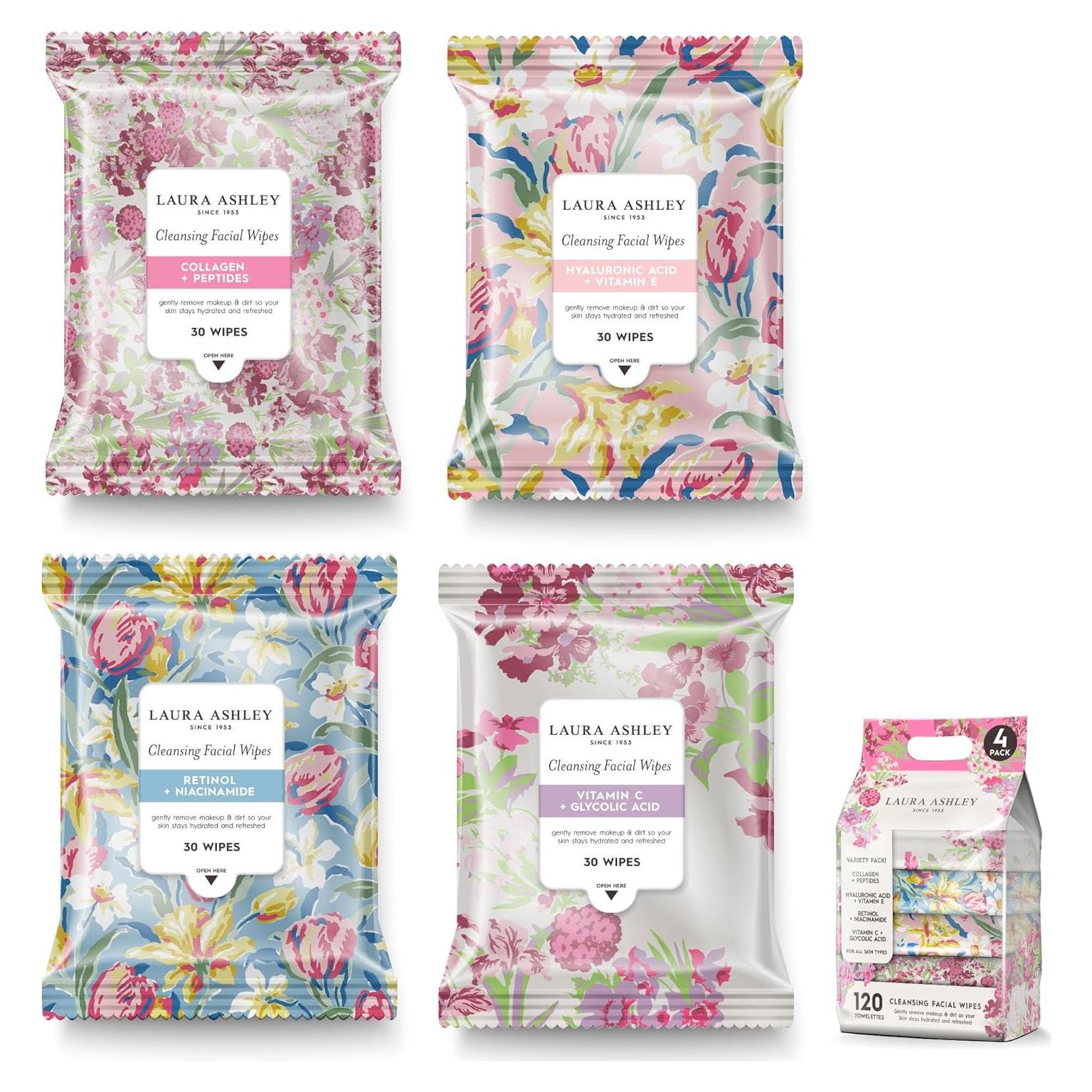 Toallitas Faciales Desmaquillantes Laura Ashley - 120 Pcs