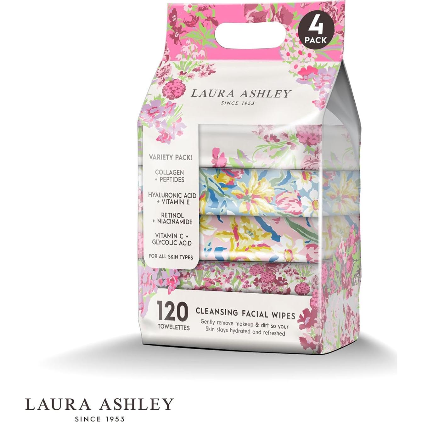 Toallitas Faciales Desmaquillantes Laura Ashley - 120 Pcs