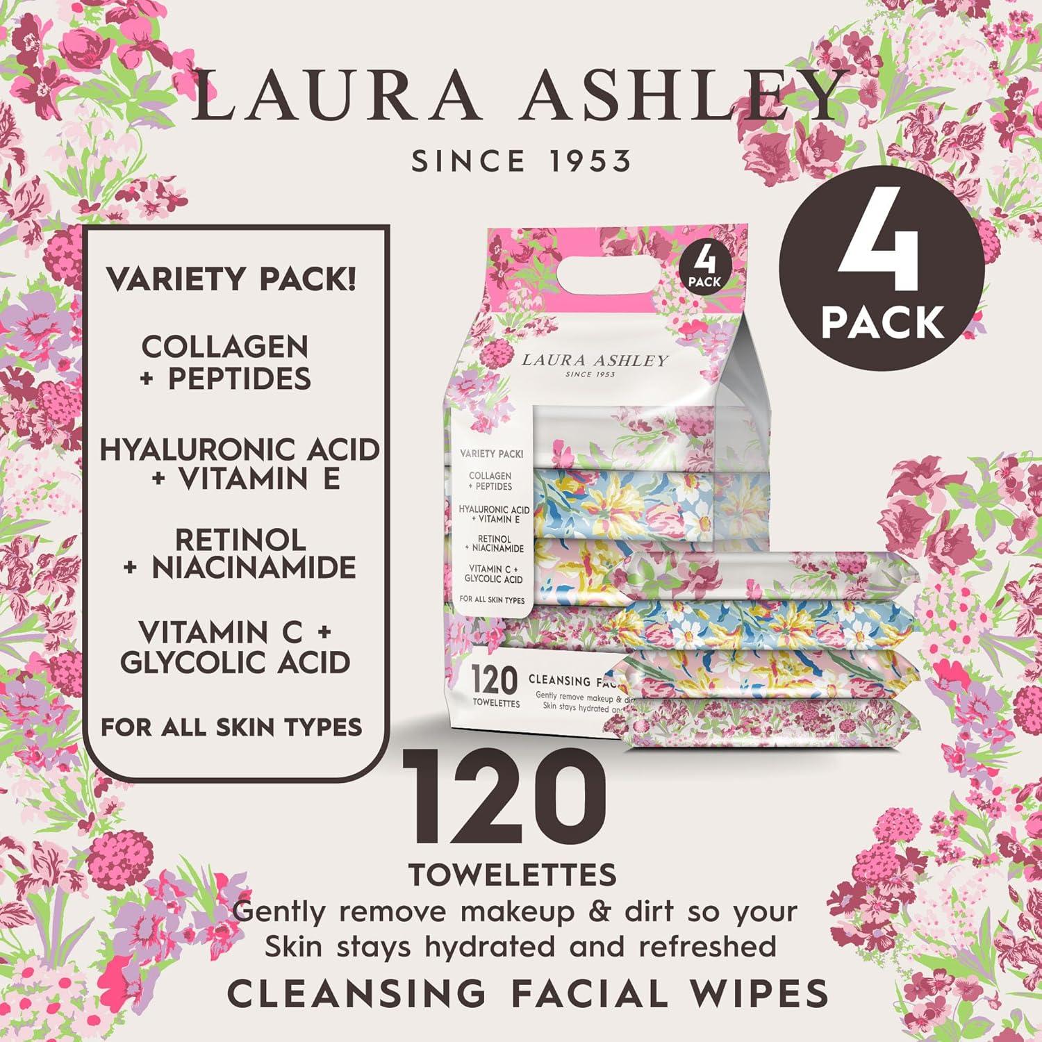 Toallitas Faciales Desmaquillantes Laura Ashley - 120 Pcs