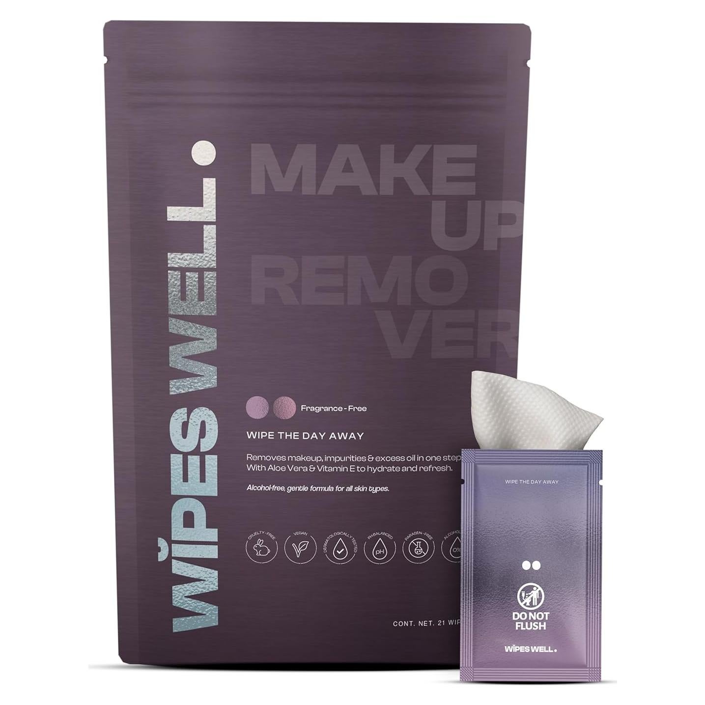 Toallitas Desmaquillantes Veganas Wipes Well 21 Unidades Sin Fragancia
