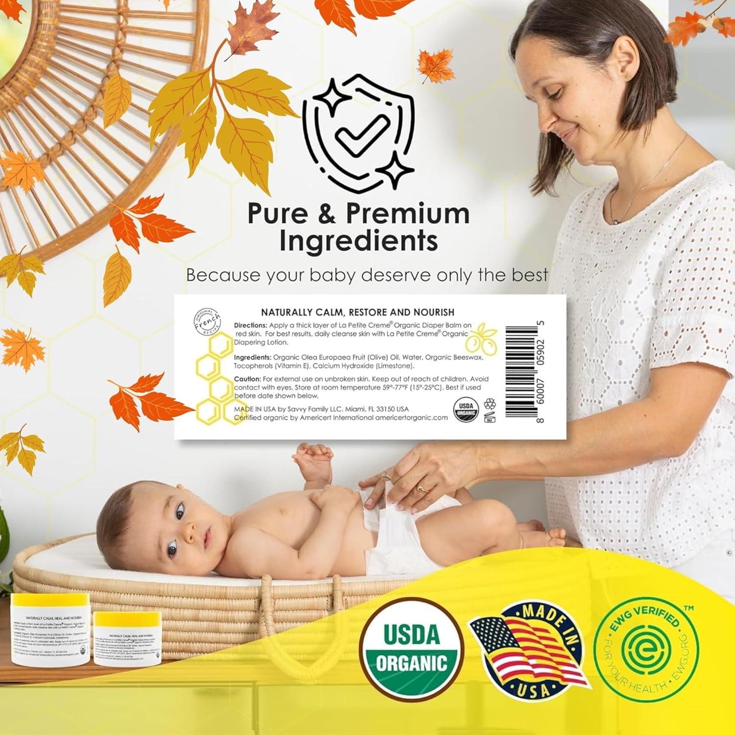 Bálsamo Orgánico para Pañales La Petite Creme 113 g - Crema Suave para Bebés