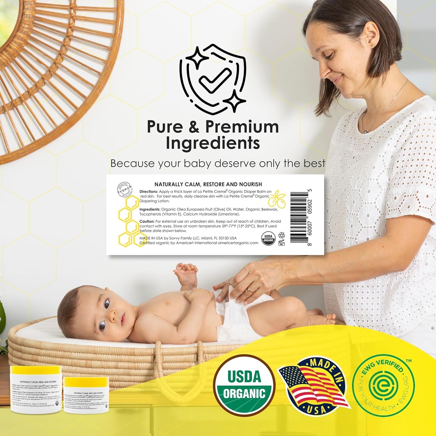 Bálsamo Orgánico para Pañales La Petite Creme 113 g - Crema Suave para Bebés