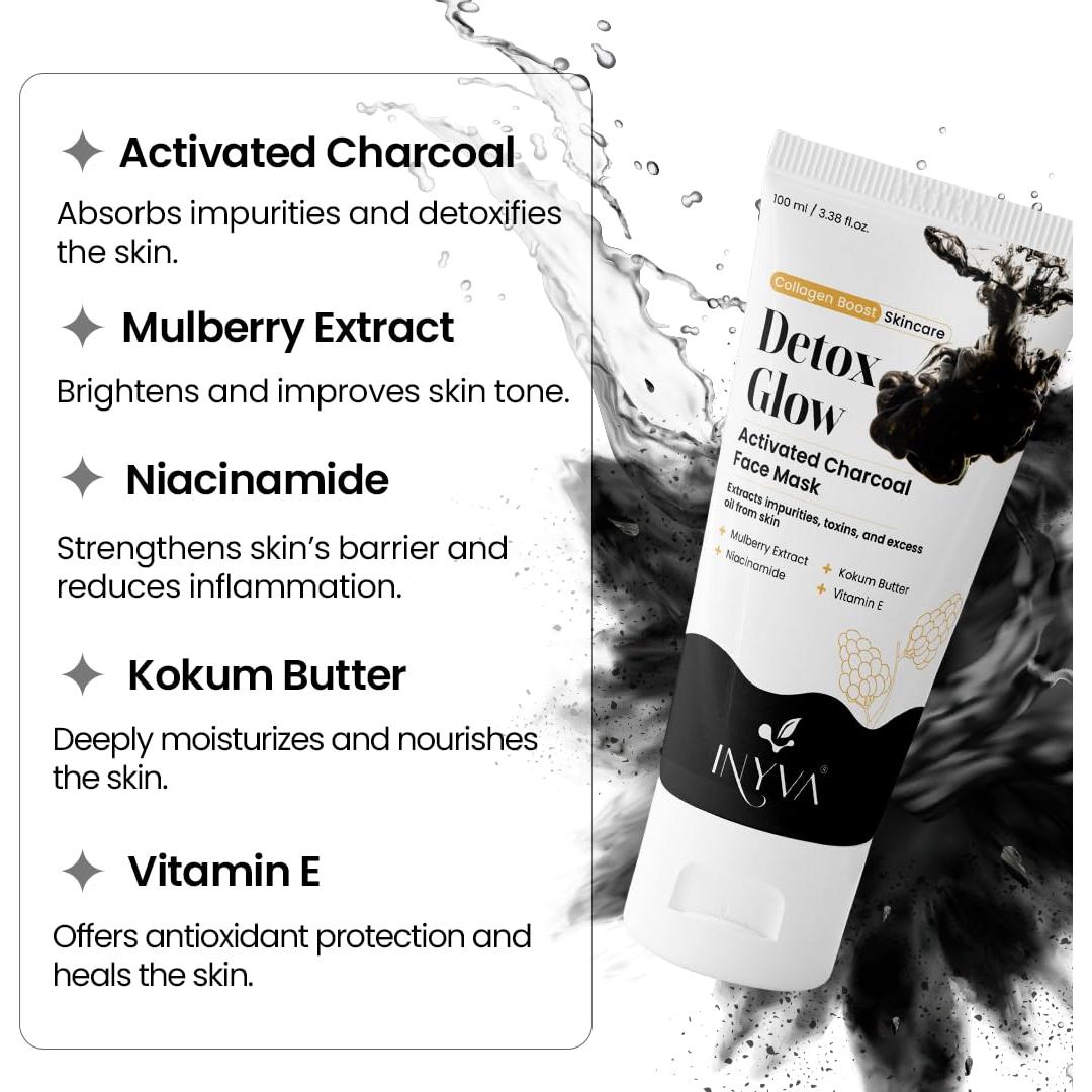 Mascarilla Facial DetoxGlow INYVA - Carbón Activado 95.7 g