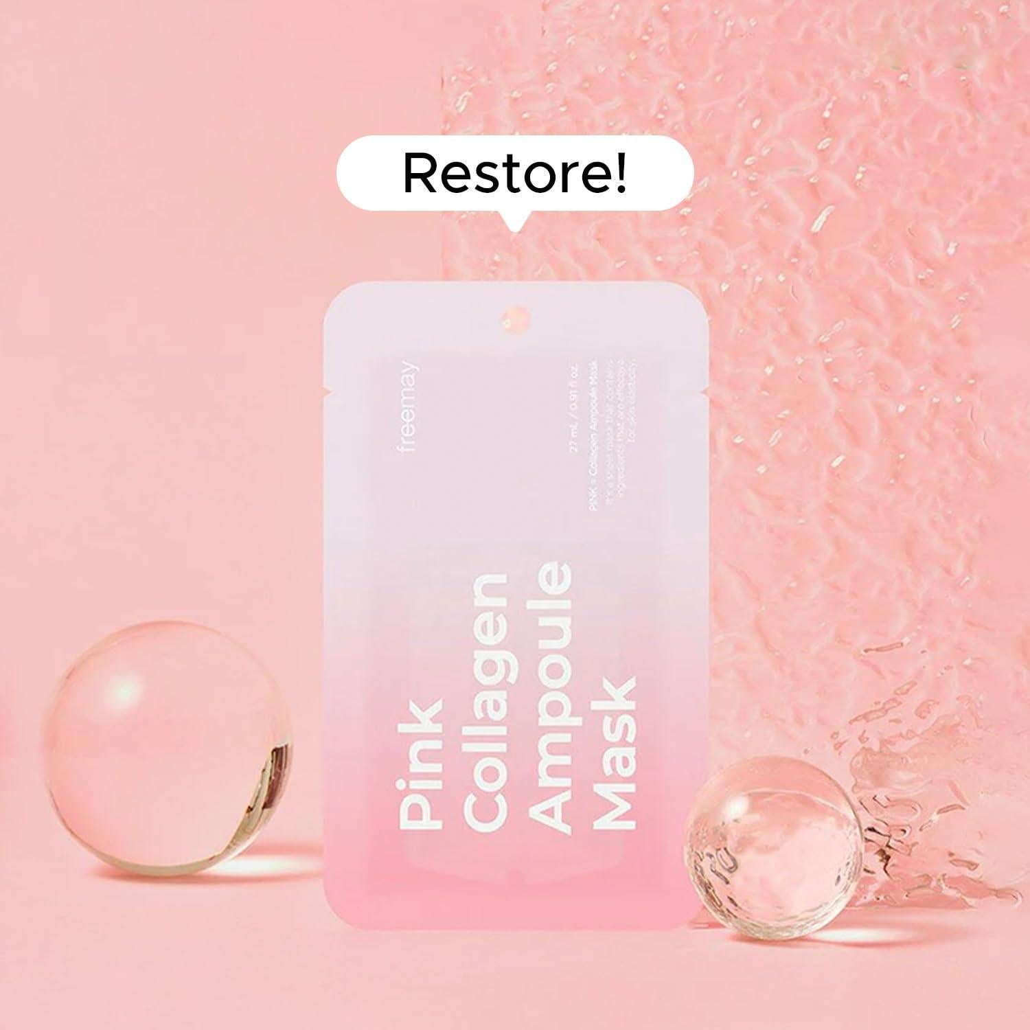 Mascarilla Facial Vegana Freemay 10 Hojas Colágeno Rosa Hidratante