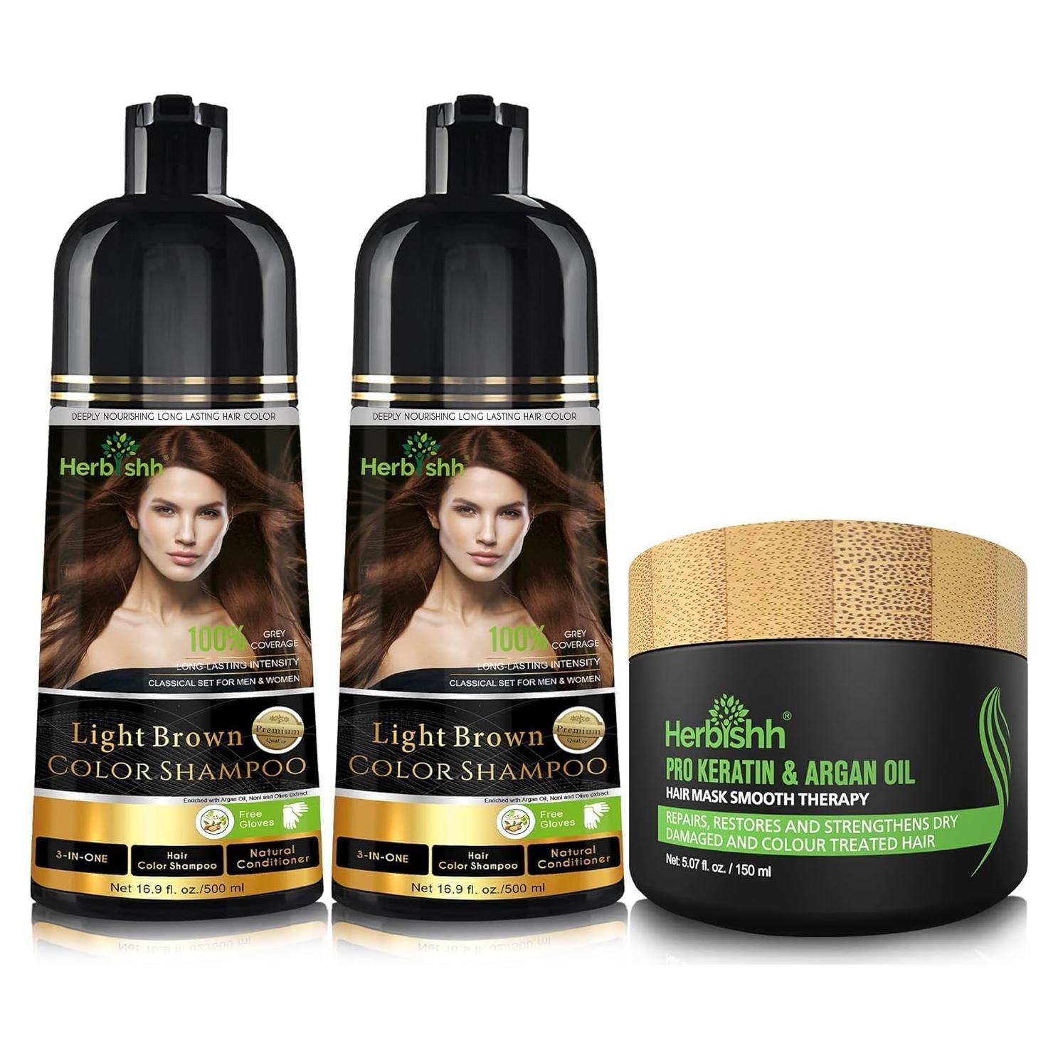 Combo Champú Herbishh para Cabello Canoso + Mascarilla Argán 500ml