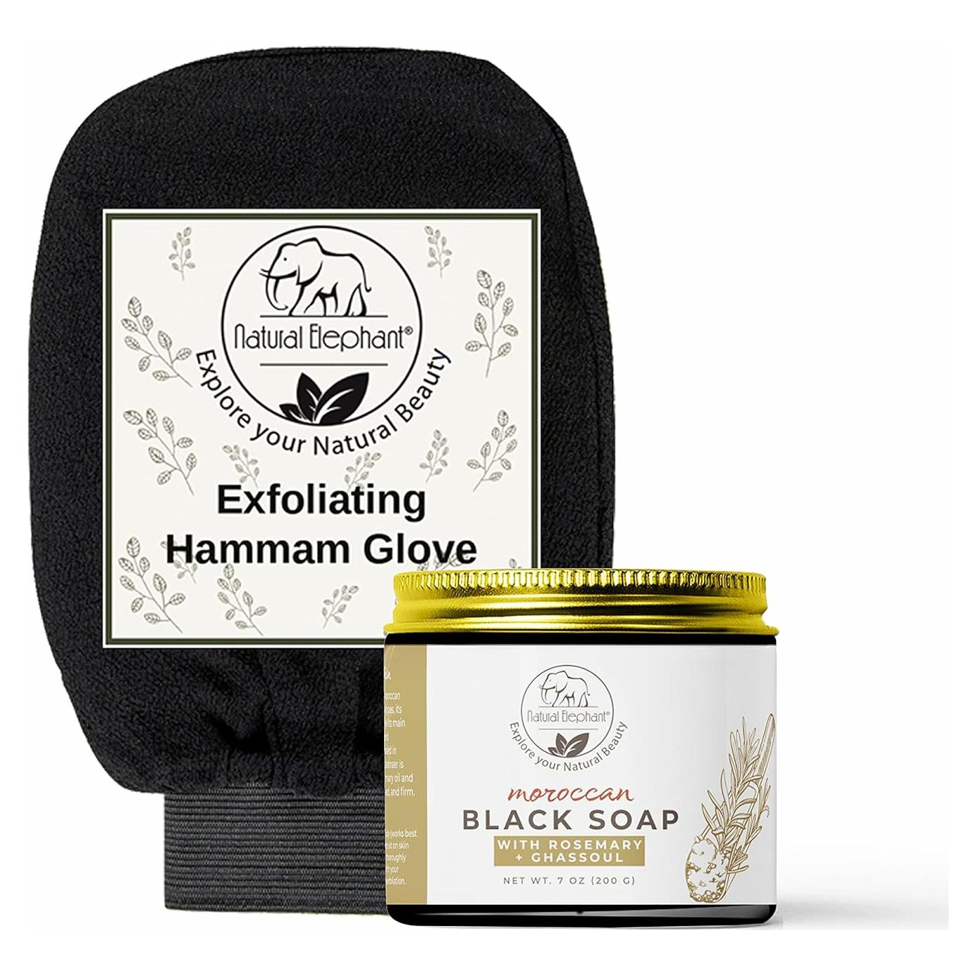 Kit Jabón Negro Marroquí Natural Elephant + Guante Exfoliante