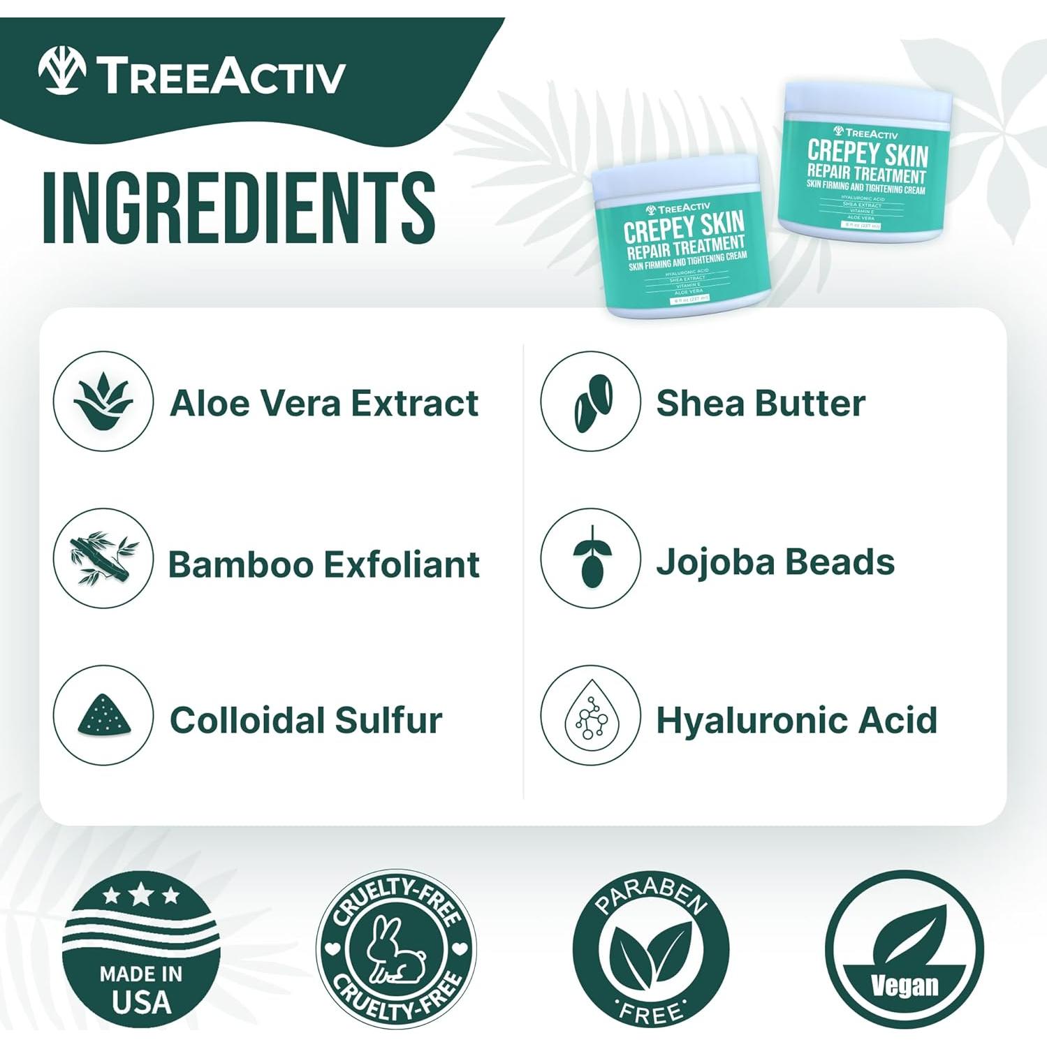 TreeActiv Crema Reafirmante para Piel Crepey - 2 Unidades - Ácido Hialurónico