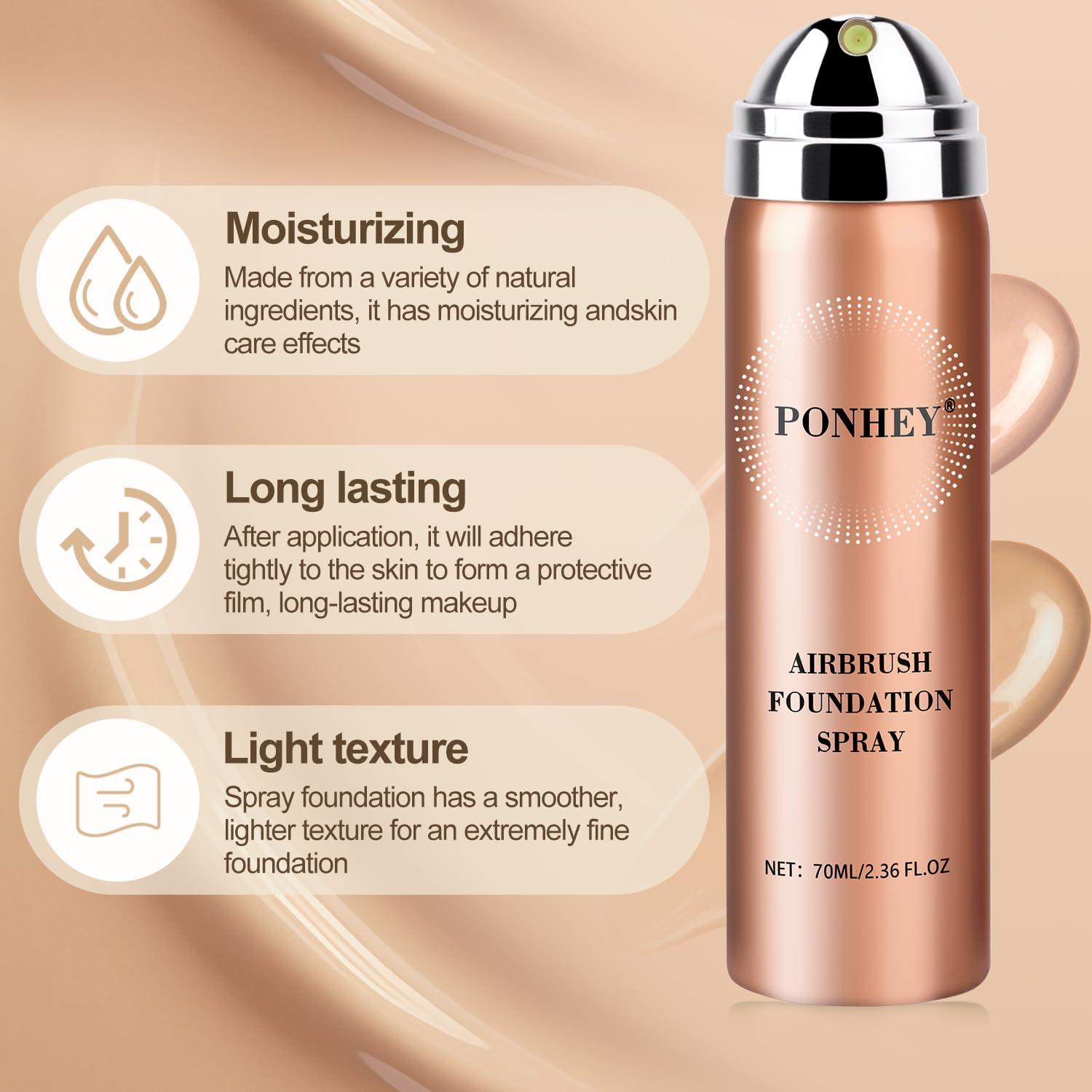 Spray de Base AirBrush Ponhey #02 Beige con Brocha 168g