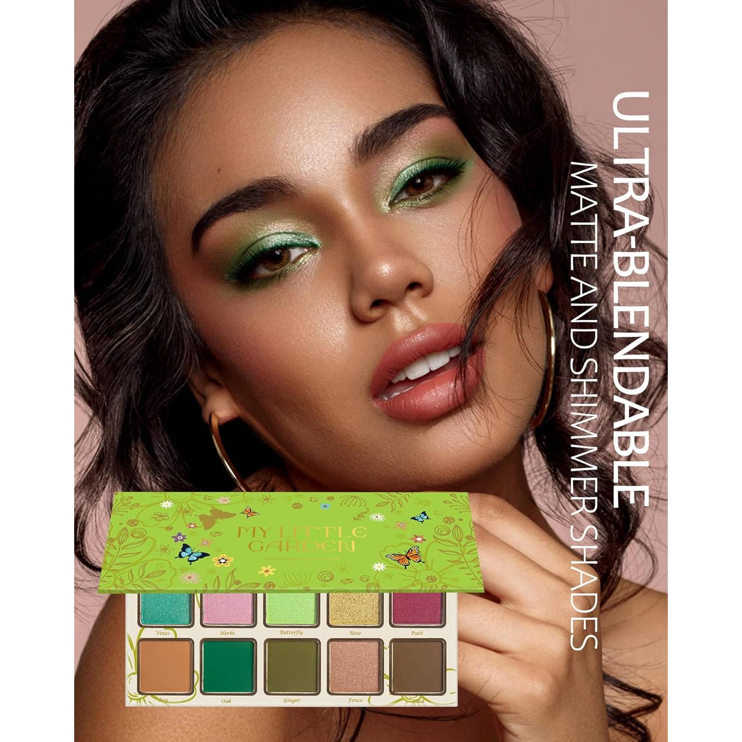 Paleta de Sombra de Ojos Verde MAKI YIKA 10 Tonos Alta Pigmentación