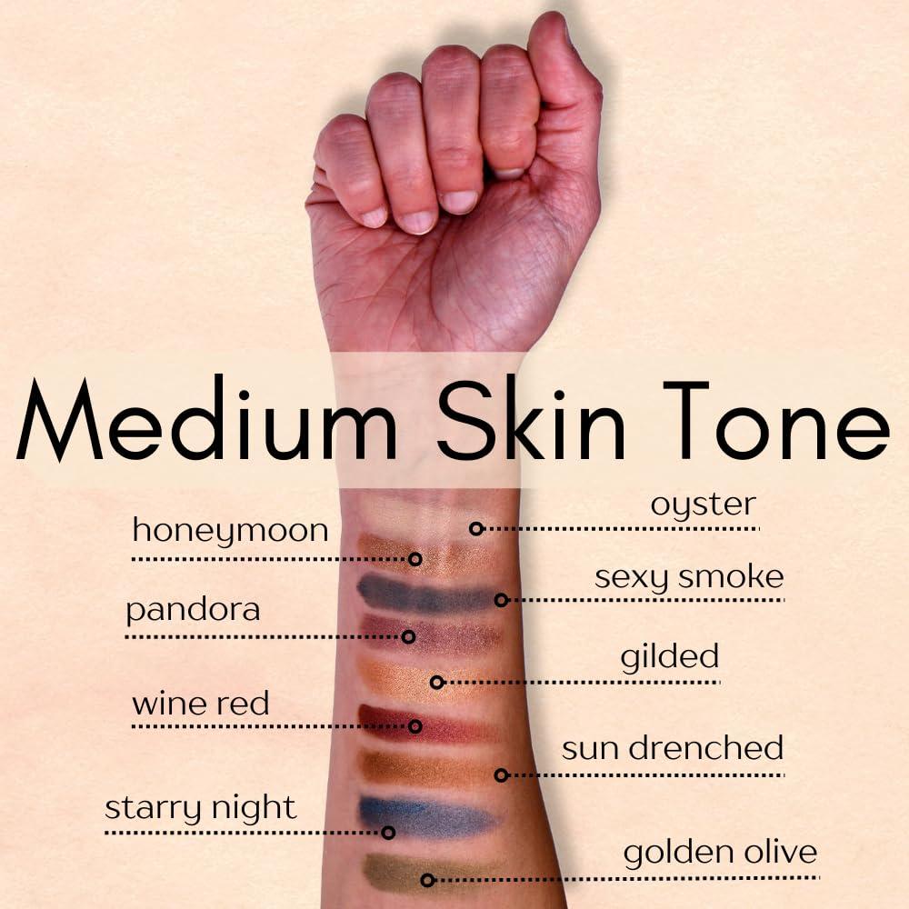 Ombre de Ojos Vegana en Polvo Prensado Verde Oliva Dorado