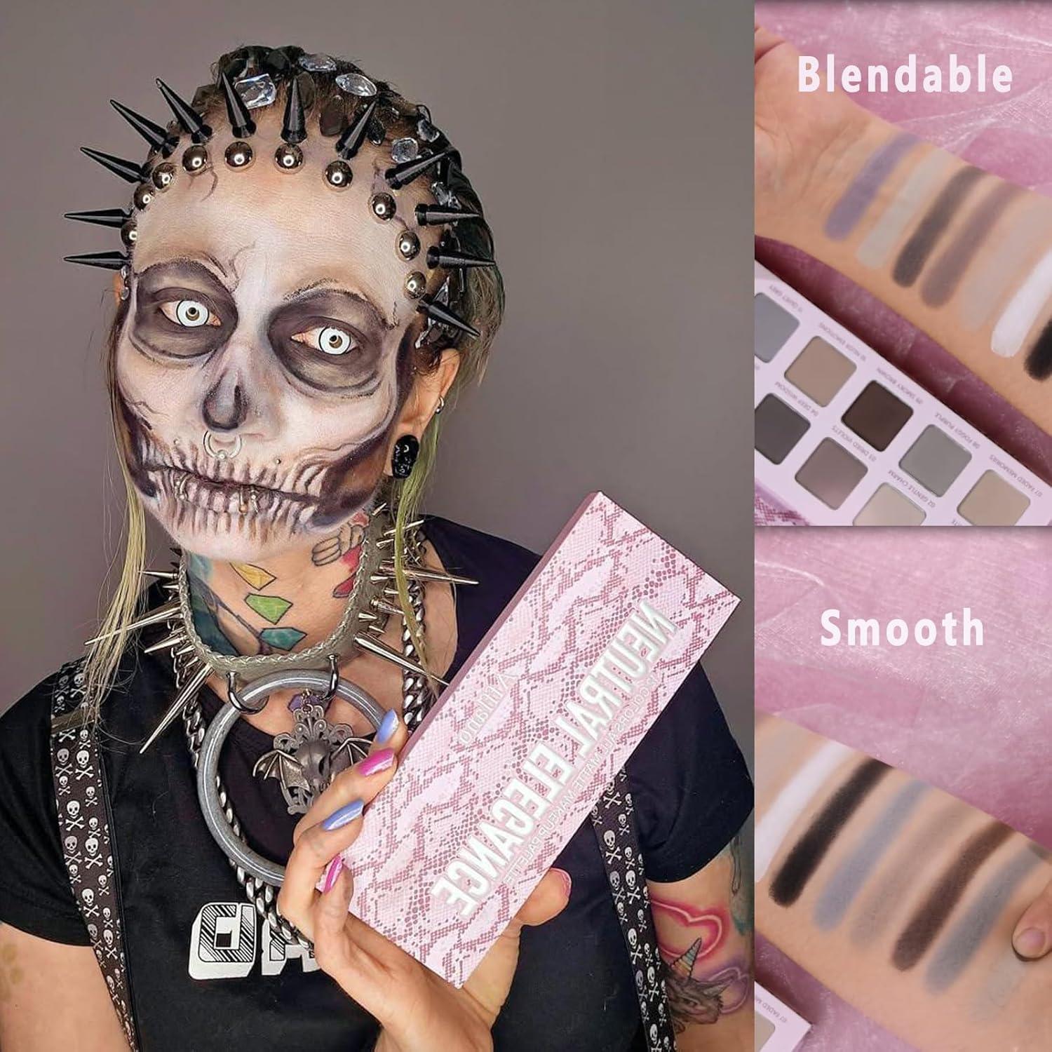 Paleta de Sombras de Ojos Mate La Catrina, 12 Colores Fríos