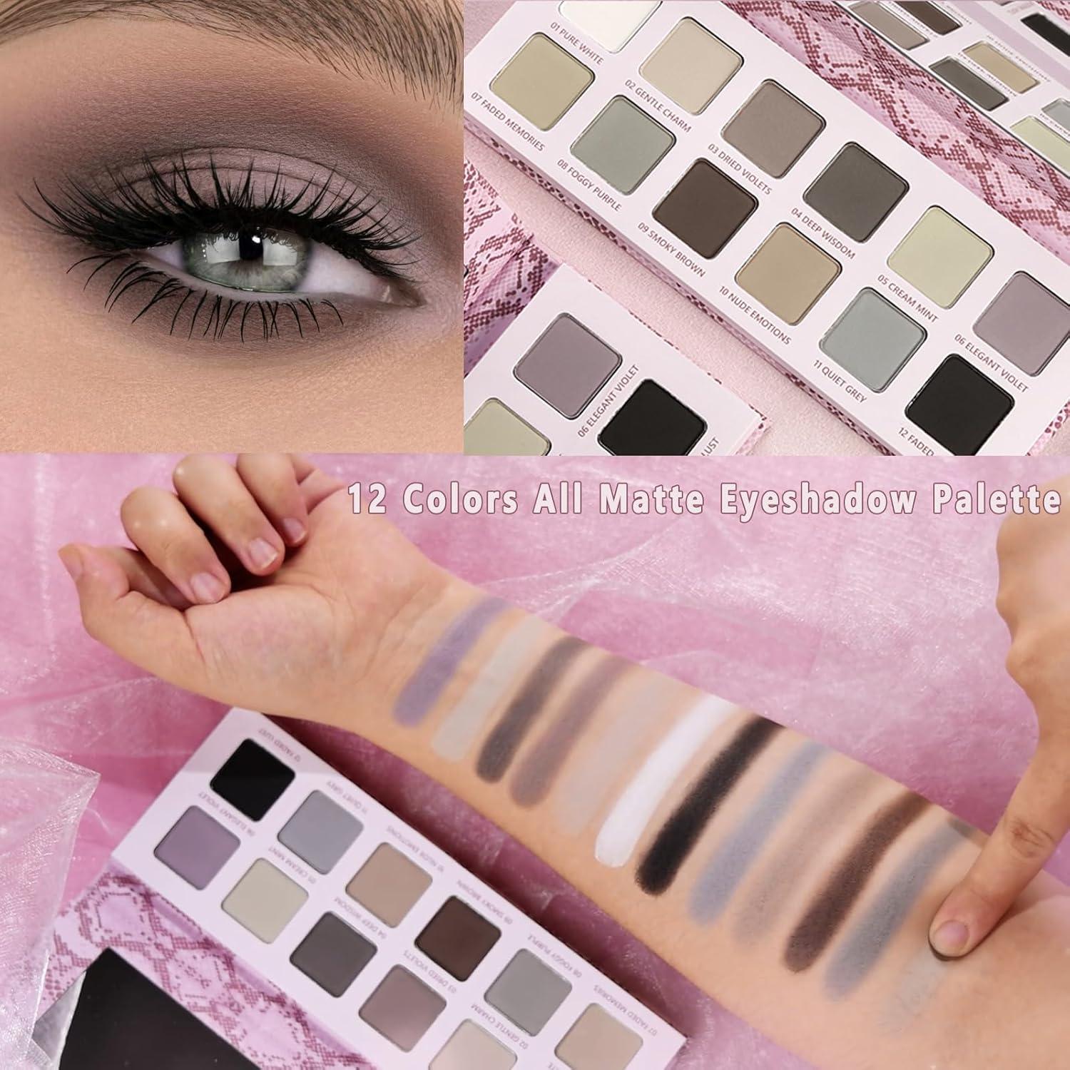 Paleta de Sombras de Ojos Mate La Catrina, 12 Colores Fríos