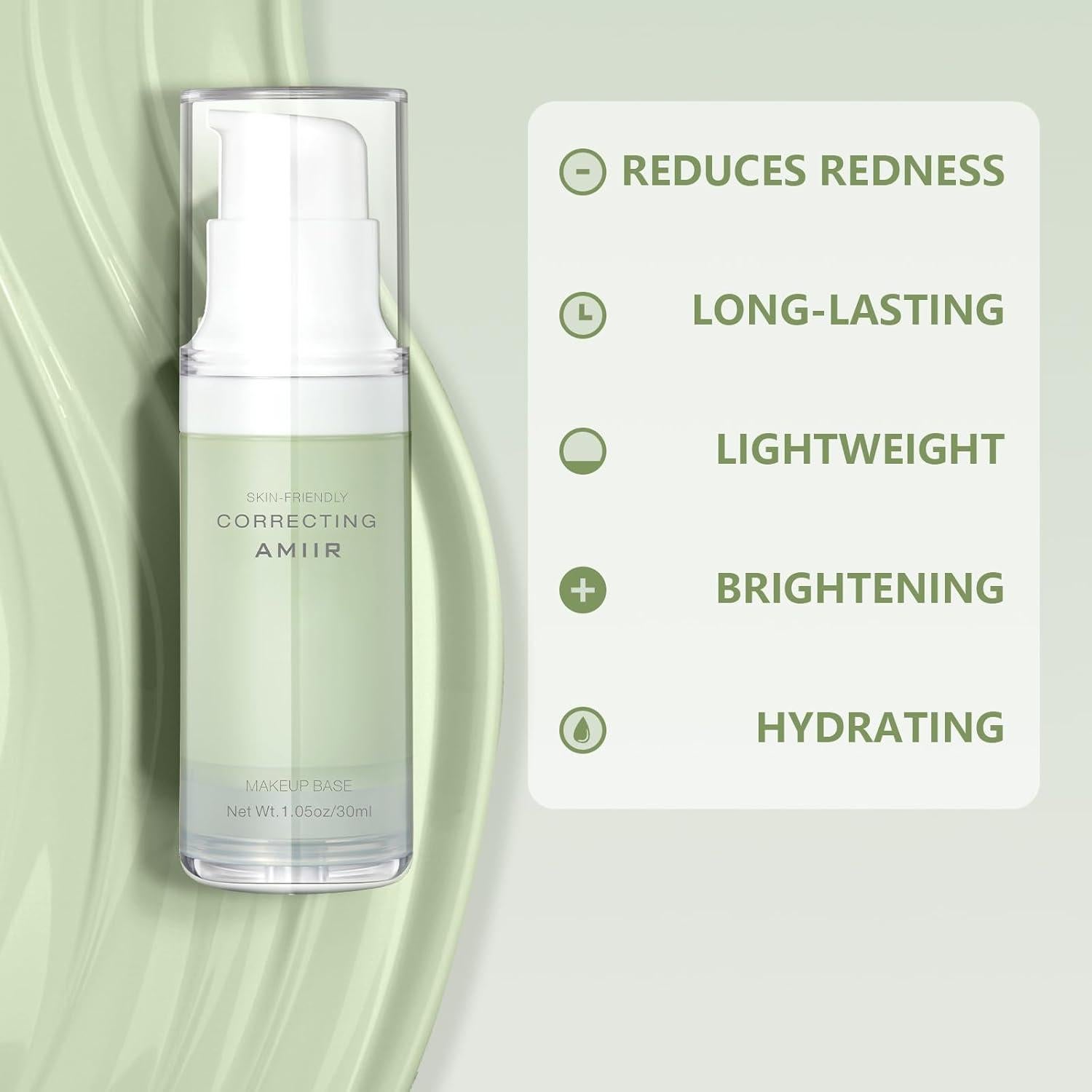 Primer Corrector de Color AMIIR Verde - Hidratante y Matificante