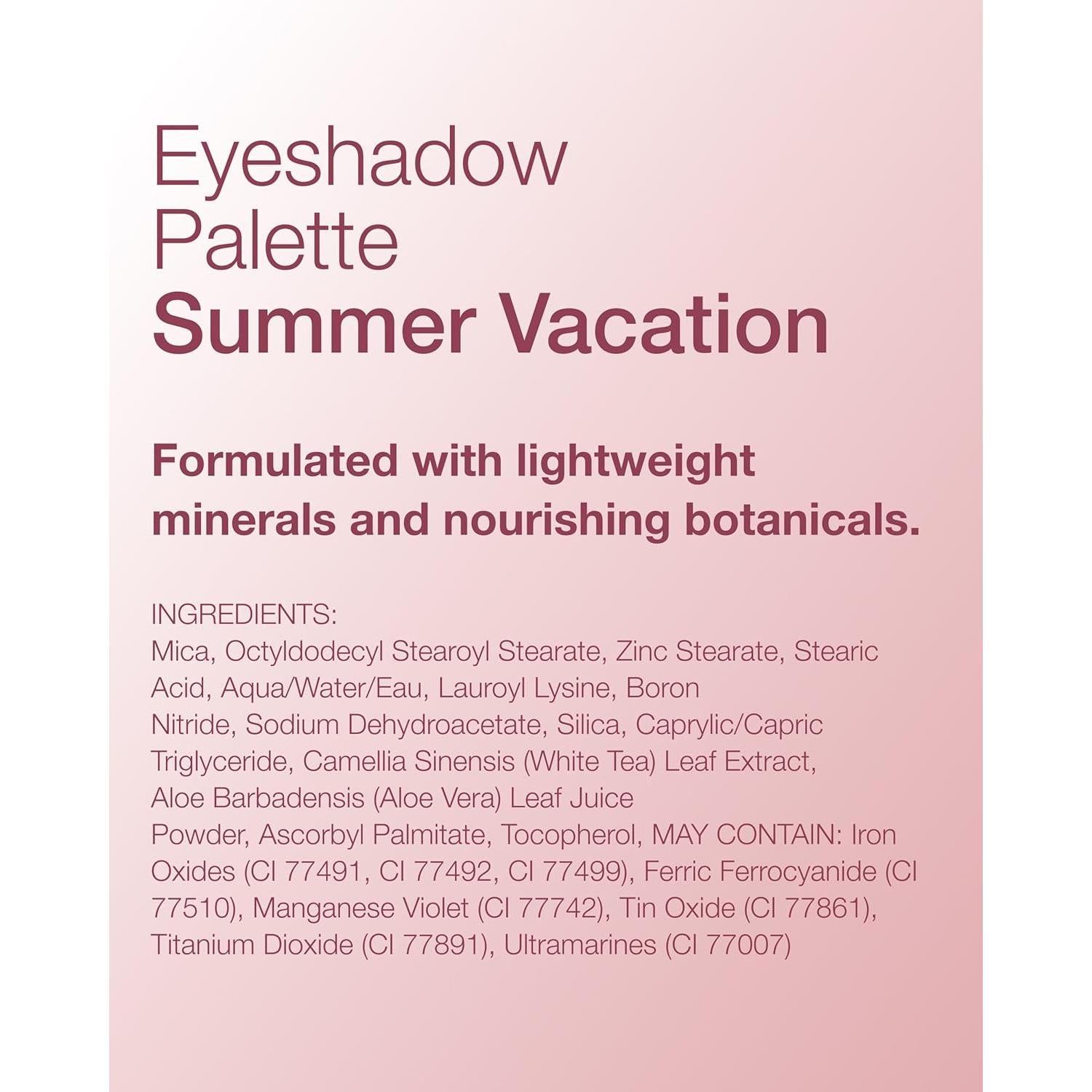 Paleta de Sombras Mineral Fusion Vegana 7.09g - Vacaciones de Verano