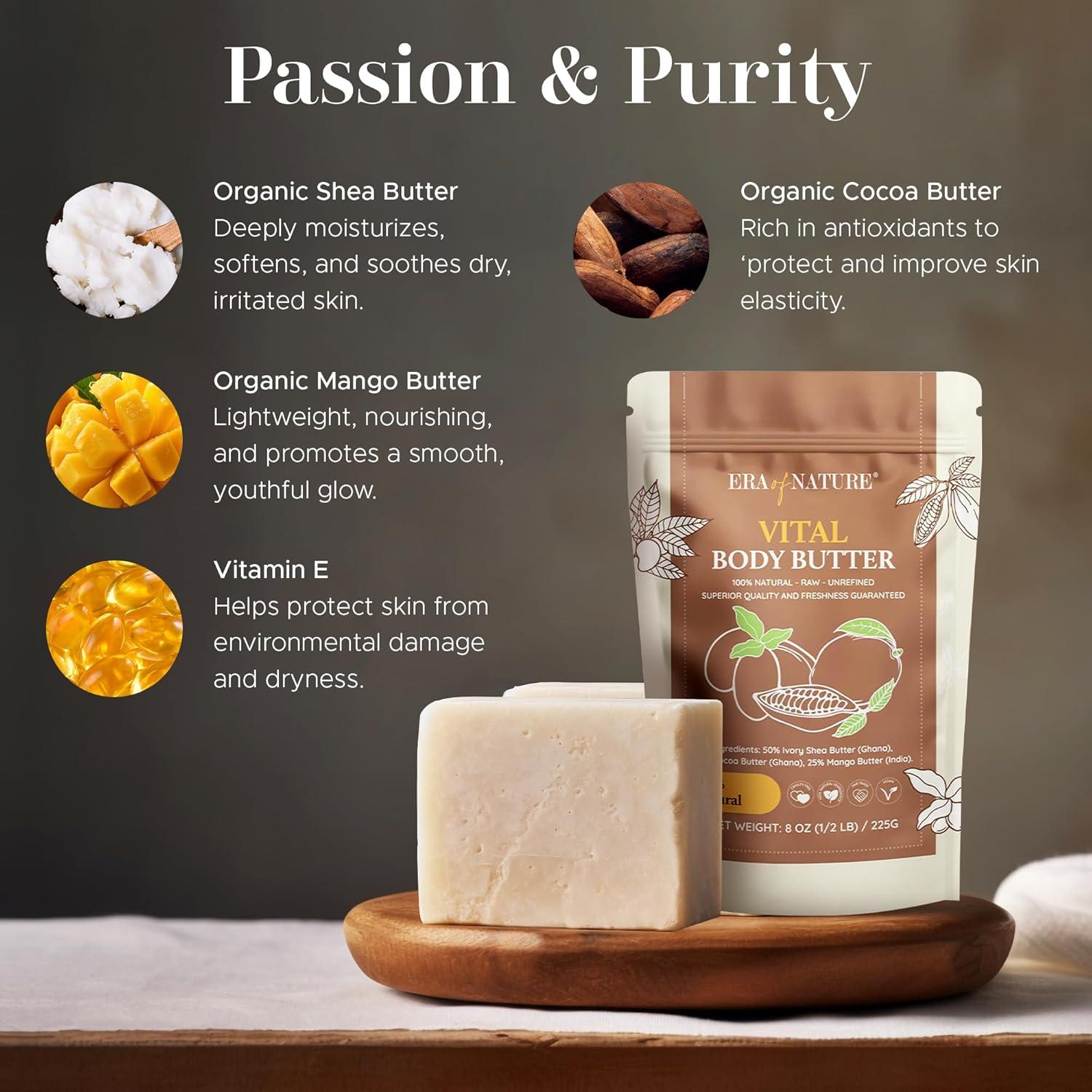 Manteca Corporal Orgánica Era de la Naturaleza 454g - Karité, Mango y Cacao