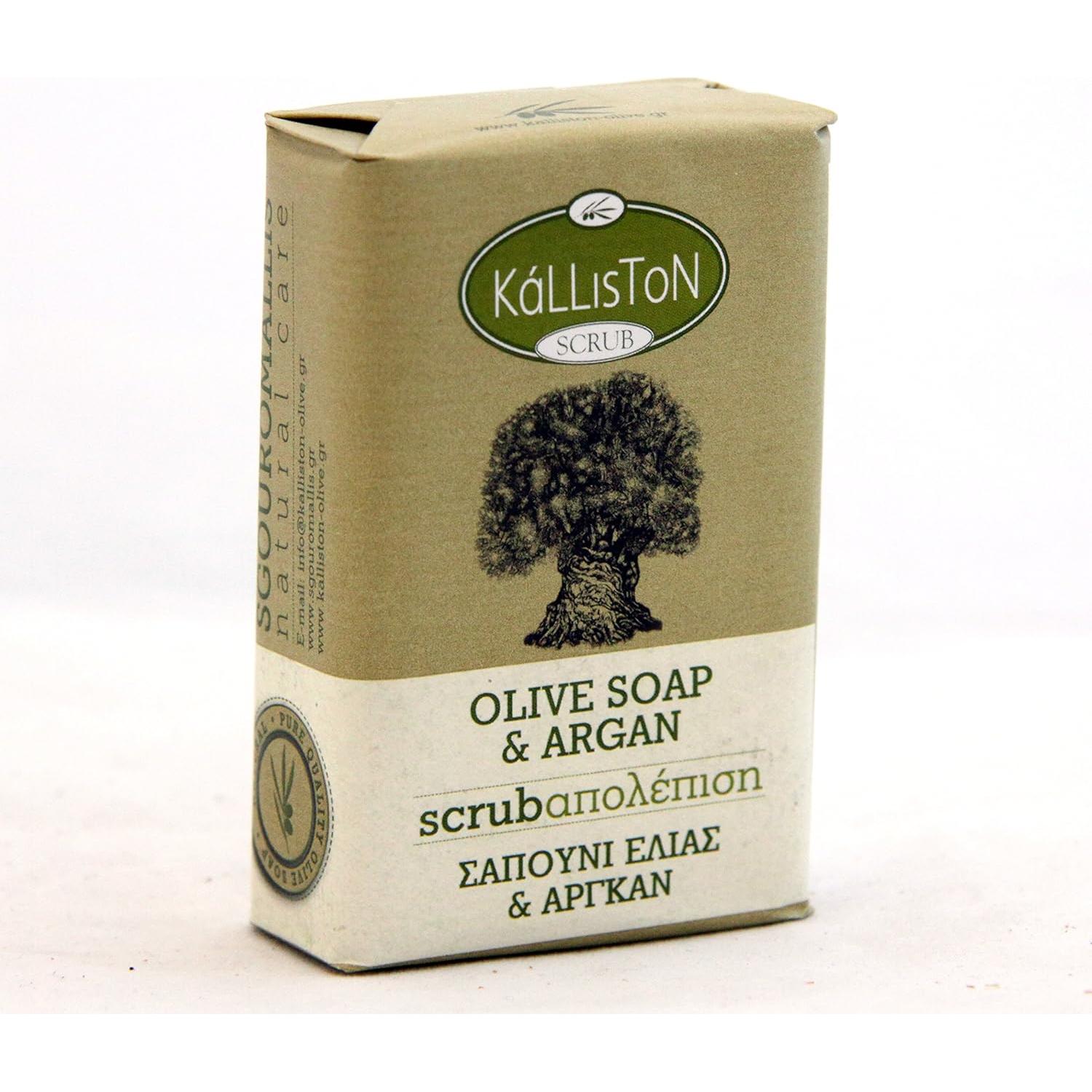 Kalliston Jabón de Oliva Exfoliante con Aceite de Argán - 4 Unidades