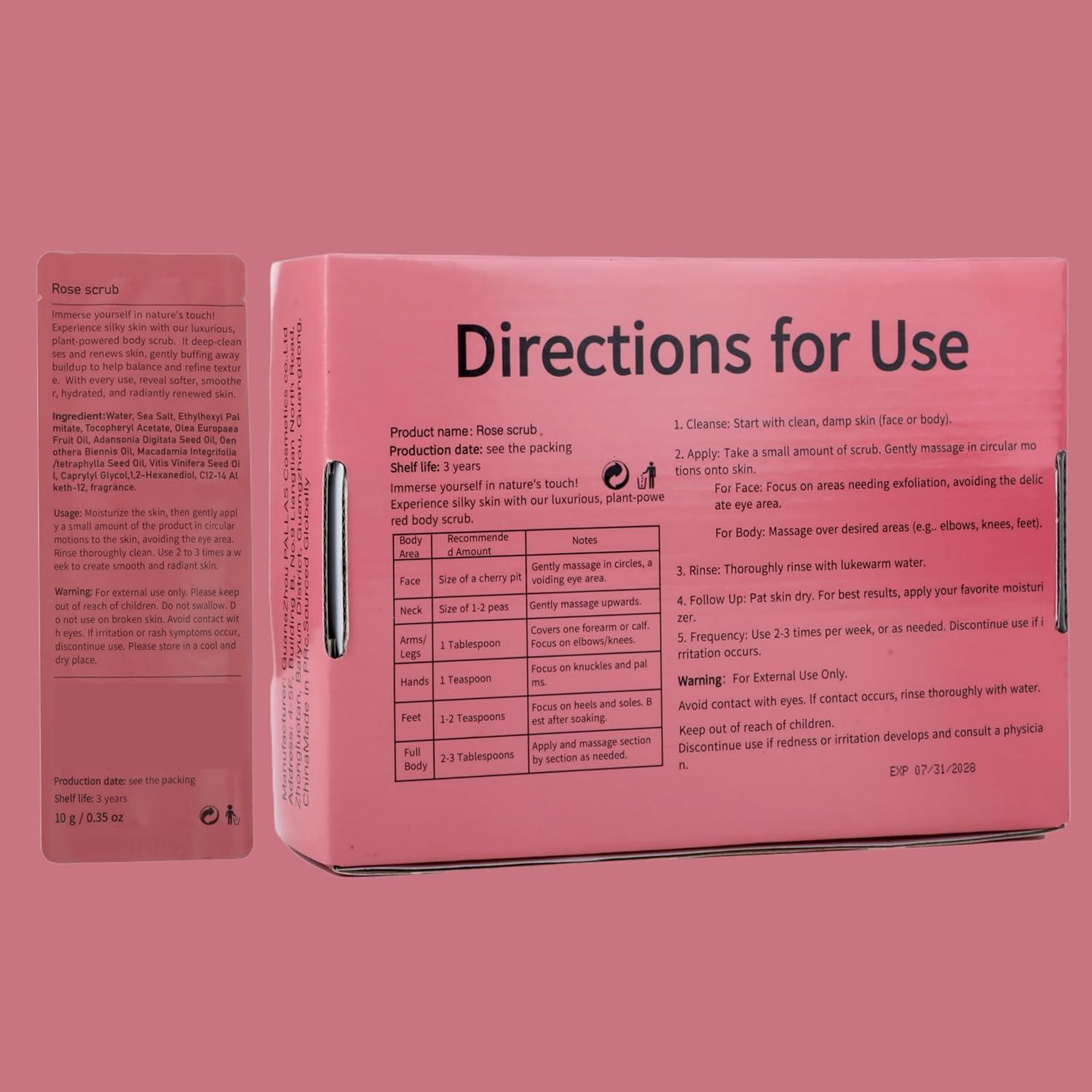 Exfoliante Corporal de Rosa Retide - 20 Sachets de 10g