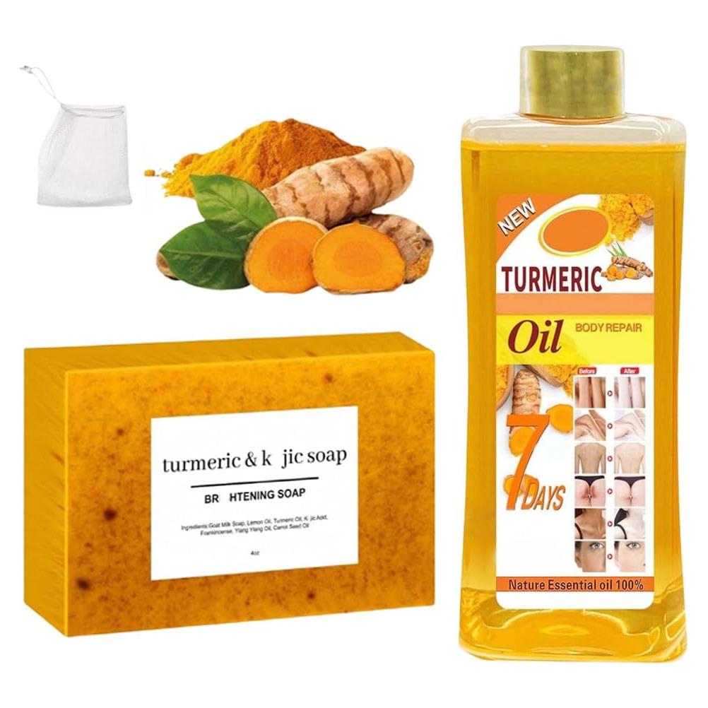 Set de Aceite y Jabón de Cúrcuma Orgánico 200ml - Hidratación y Antienvejecimiento