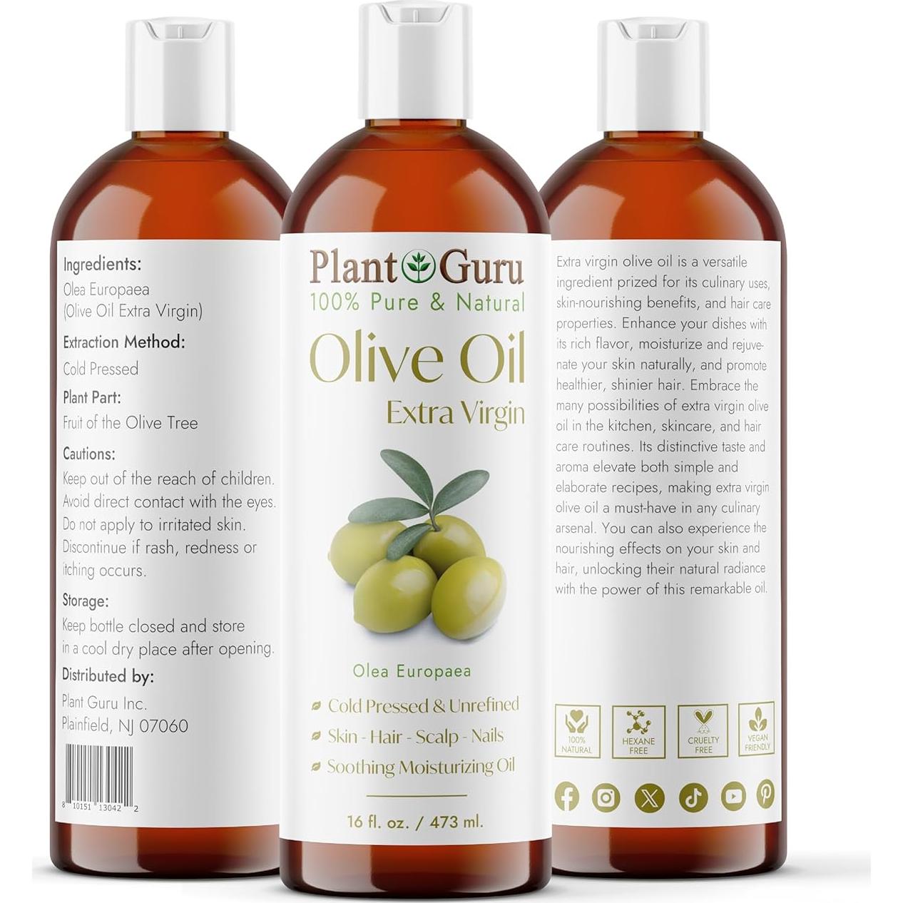 Aceite de Oliva Extra Virgen 500 ml Plant Guru - Puro y Natural