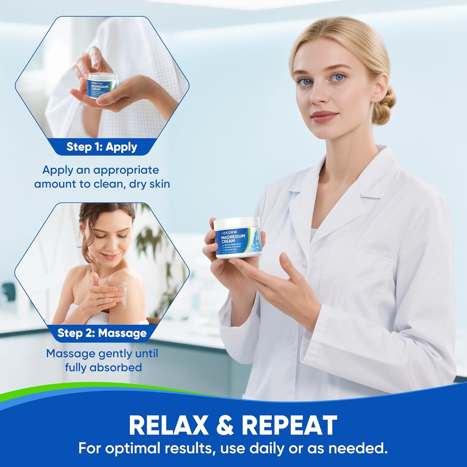 Crema Tópica de Magnesio AOSORW 120ml - Alivio Muscular y Relajación