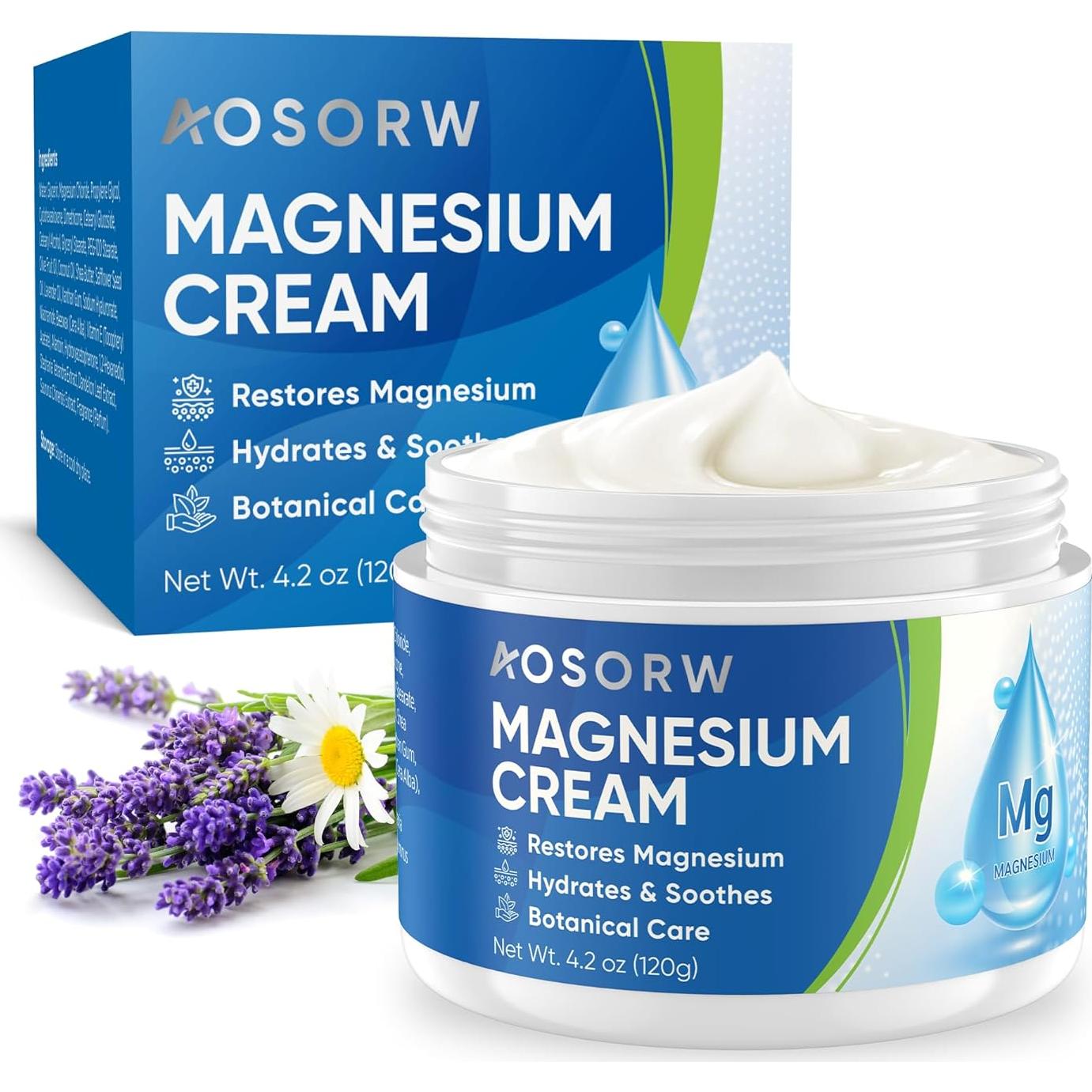 Crema Tópica de Magnesio AOSORW 120ml - Alivio Muscular y Relajación