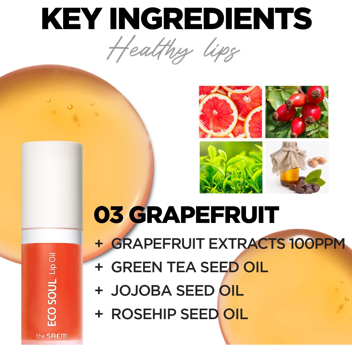 Aceite de Labios The Saem Eco Soul 3 en 1 - Hidratante y Voluminizador