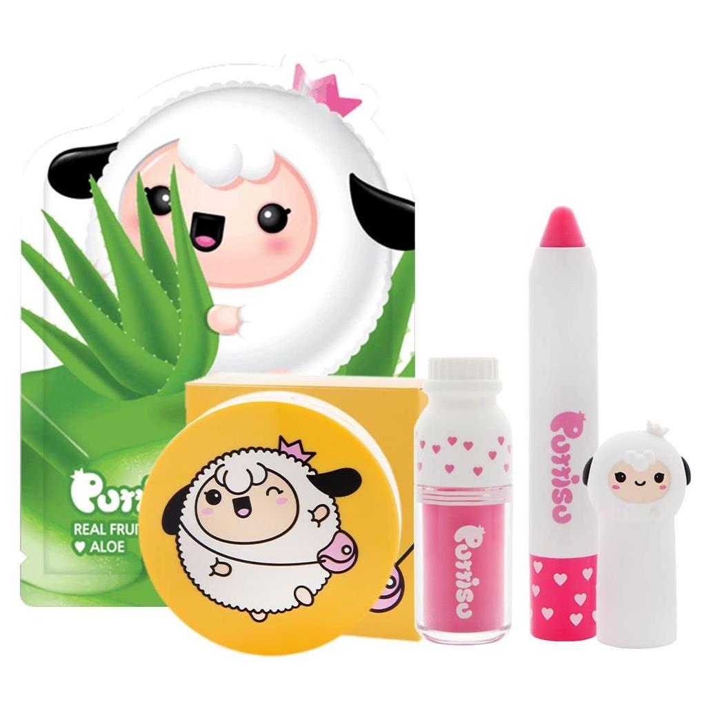 Conjunto Facial Infantil Puttisu 4 Piezas - Máscara Aloe, Labiales