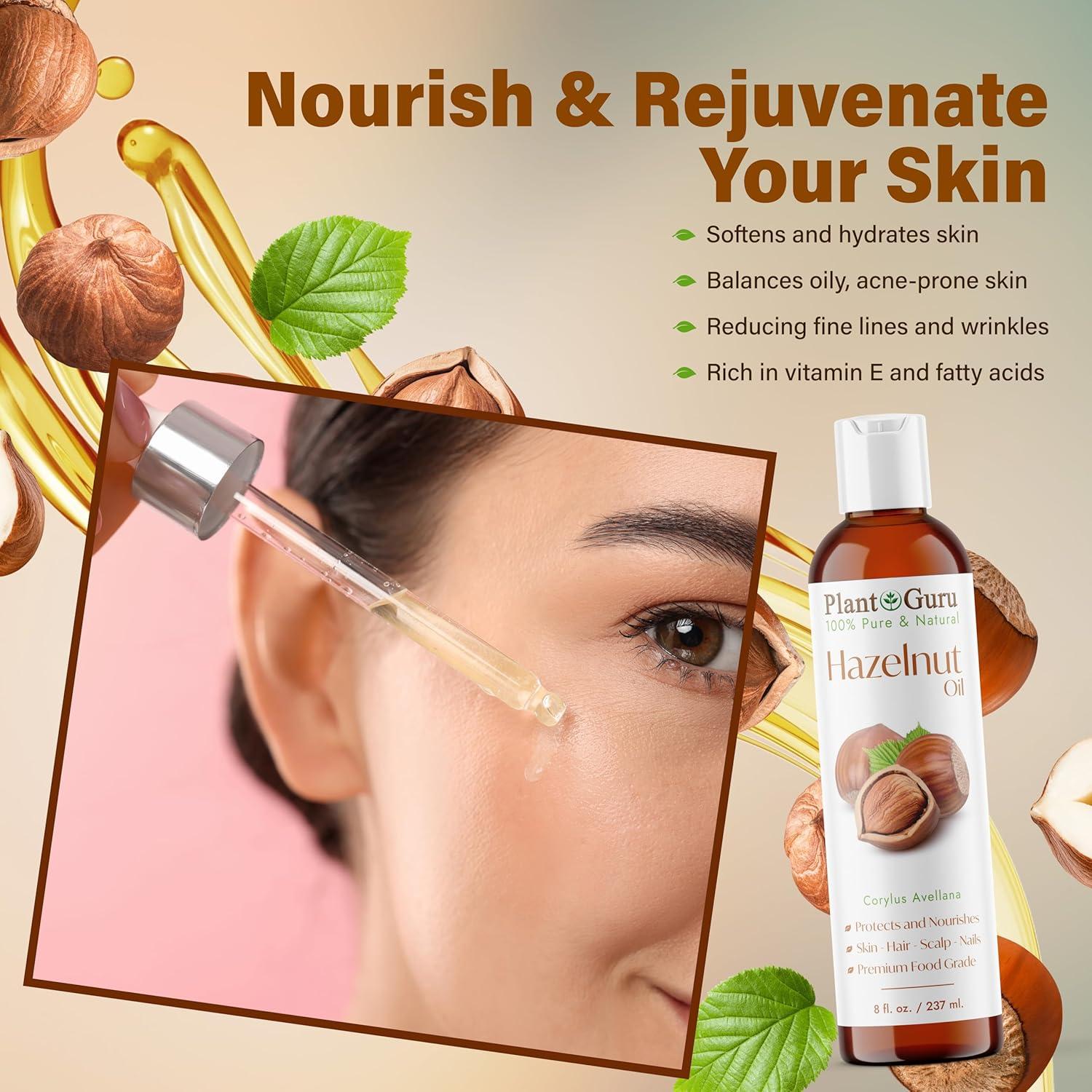 Aceite de Avellana 473 ml Prensado en Frío 100% Puro Natural