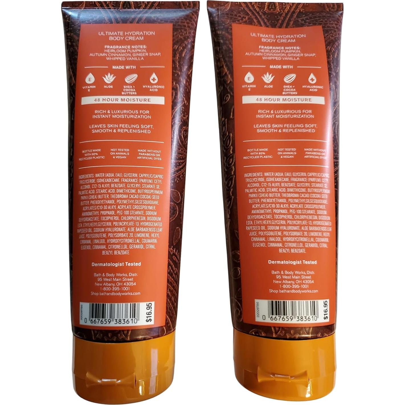 Crema Corporal Hidratante Bath & Body Works 2x226g Calabaza Canela