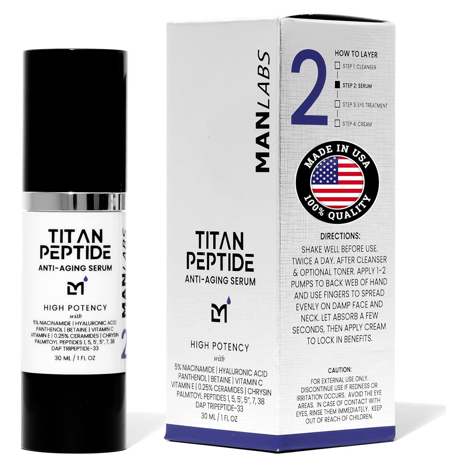 Suero Antienvejecimiento Titan Man Labs - 80g - Péptidos y Niacinamida