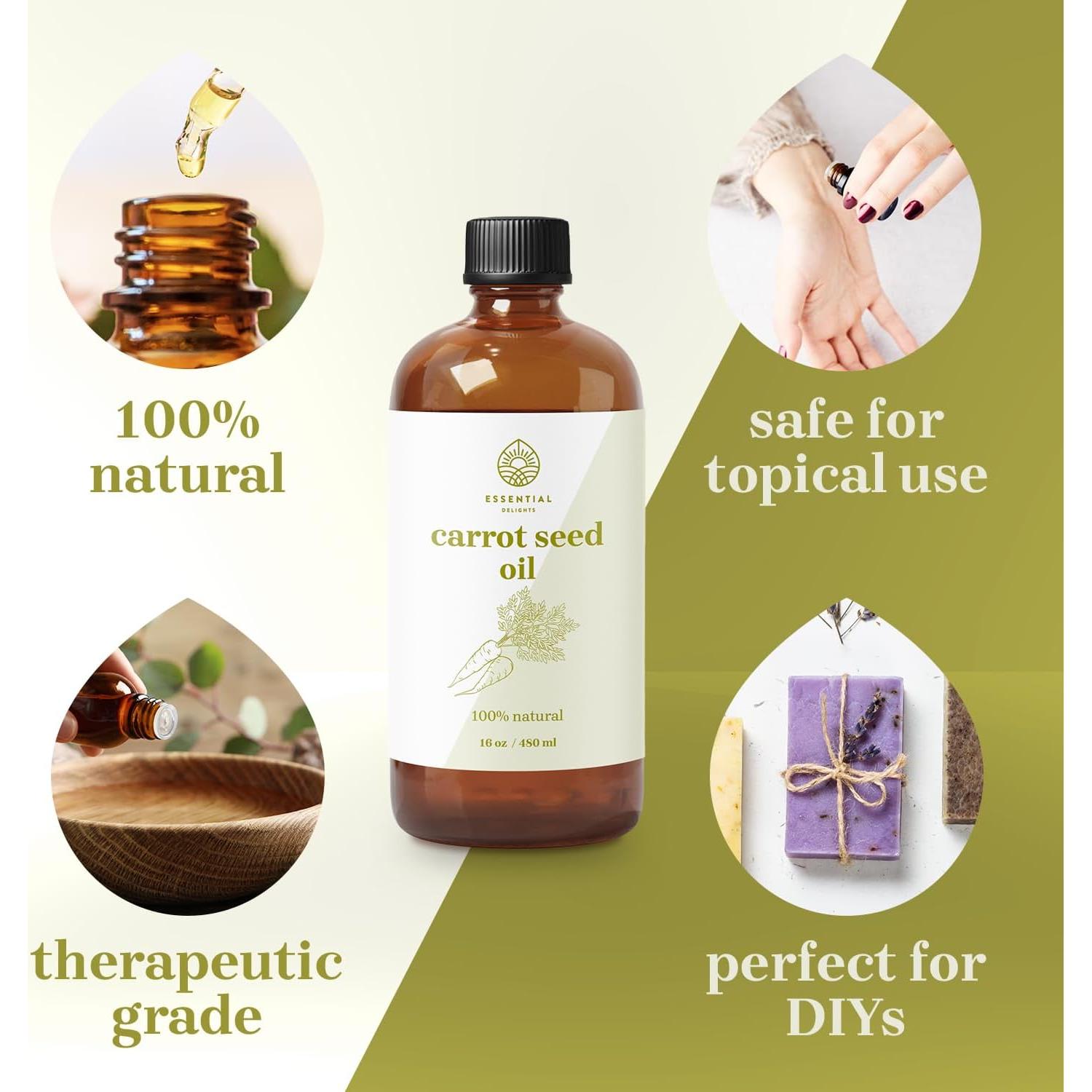 Aceite Portador de Semilla de Zanahoria Essential Delights 473 ml - Vegano