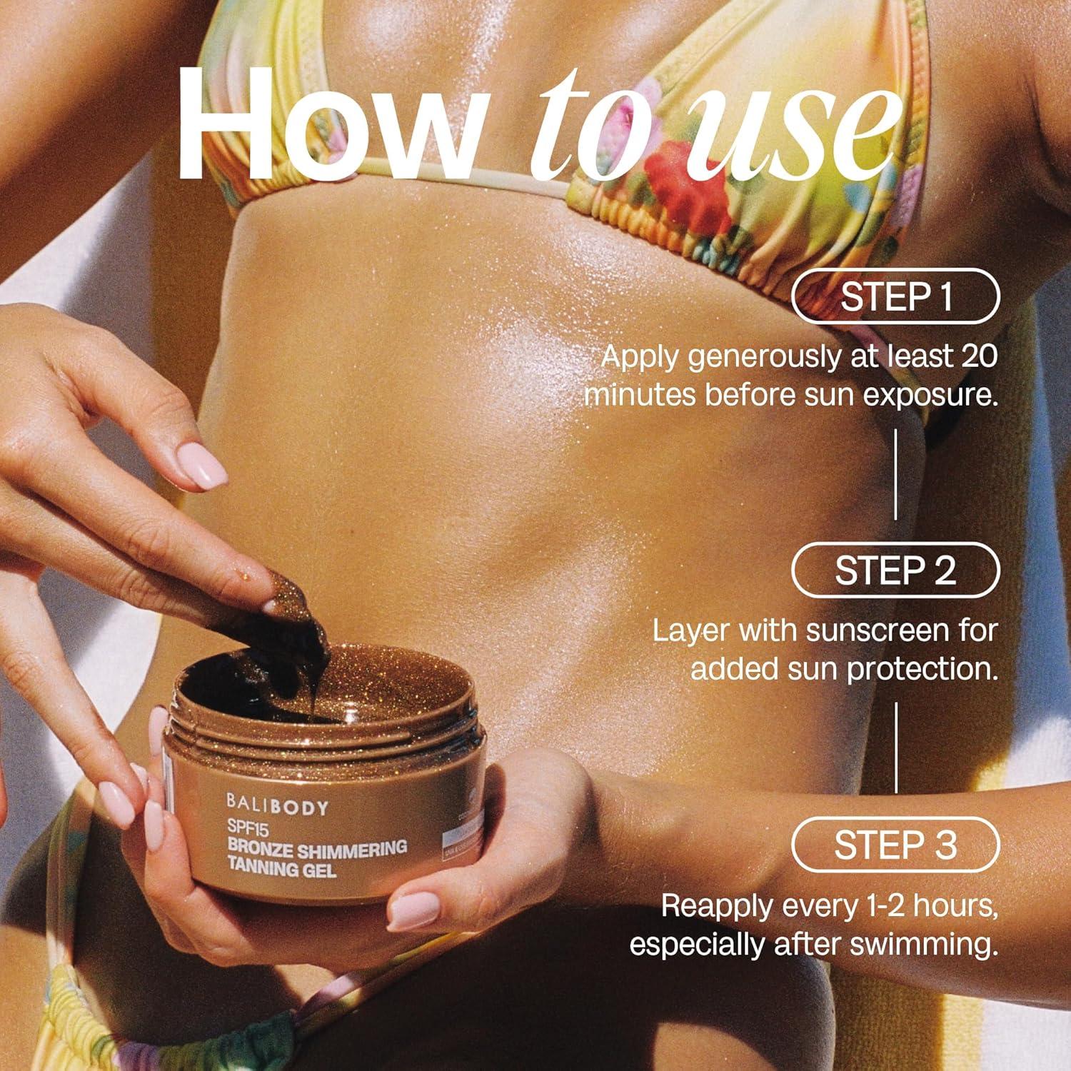 Gel Bronceador Brillante Bali Body SPF 15 - Aroma a Coco