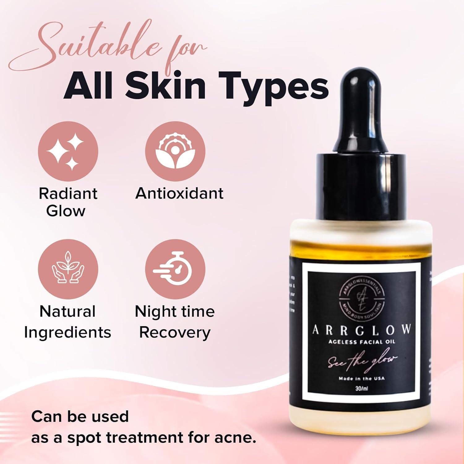 Aceite Facial Anti Envejecimiento Arrglow 30ml - Jojoba, Incienso, Argán