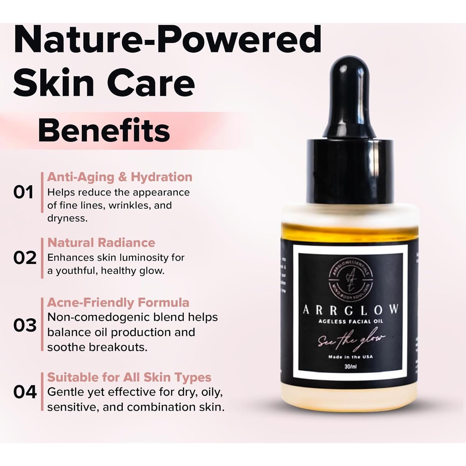 Aceite Facial Anti Envejecimiento Arrglow 30ml - Jojoba, Incienso, Argán