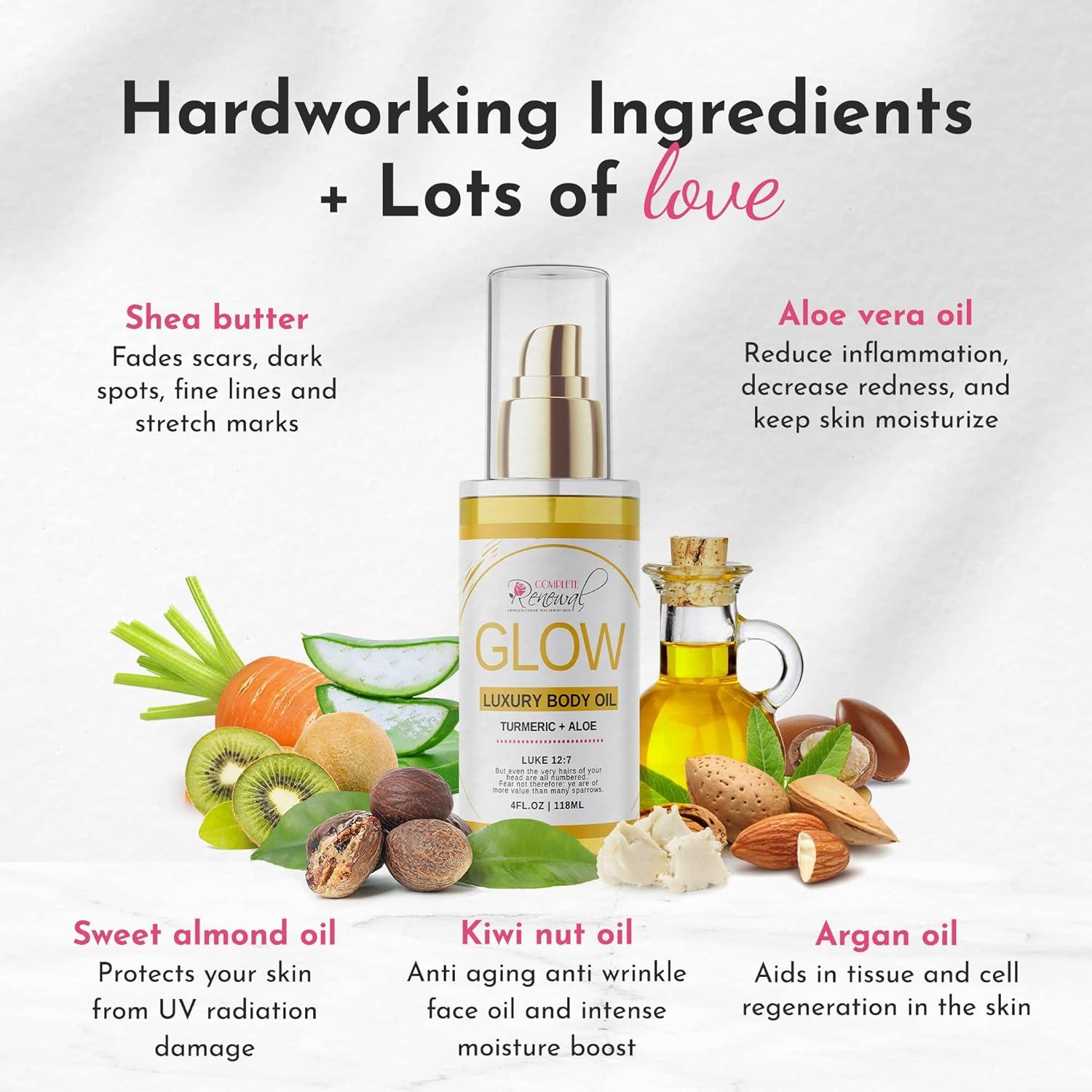 Aceite Corporal GLOW Cúrcuma y Aloe 113.4 ml - Hidratante