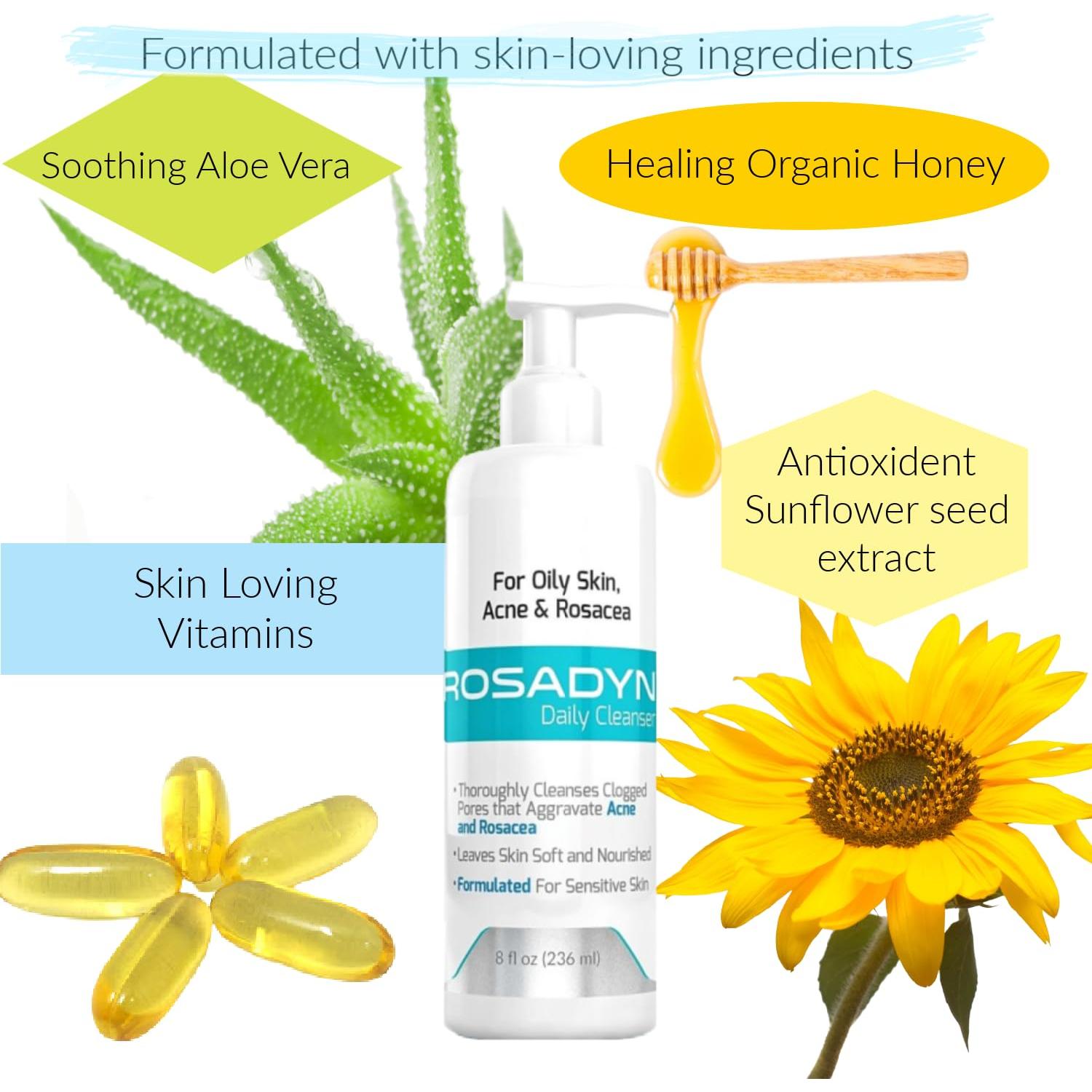 Gel Limpiador y Suero Rosadyn para Piel con Rosácea - 2 Piezas