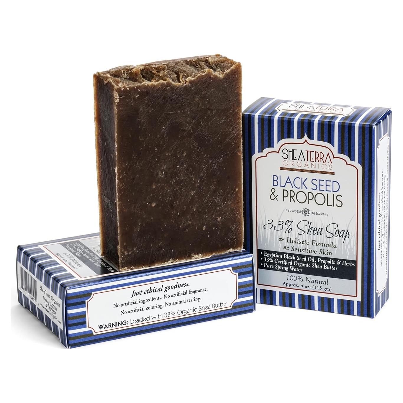 Jabón Natural de Manteca de Karité 33% con Semilla Negra y Propóleos - 127 g