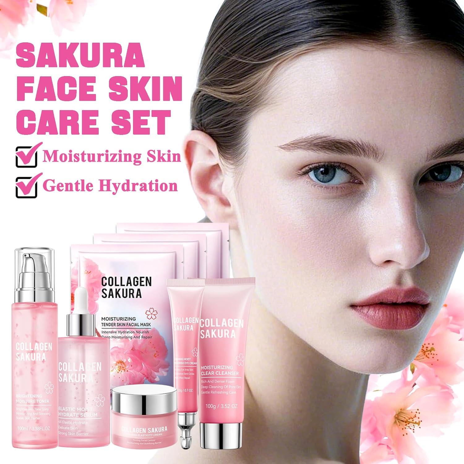 Kit de Cuidado de la Piel Sakura QSLYUYUAN 8 Piezas Hidratante