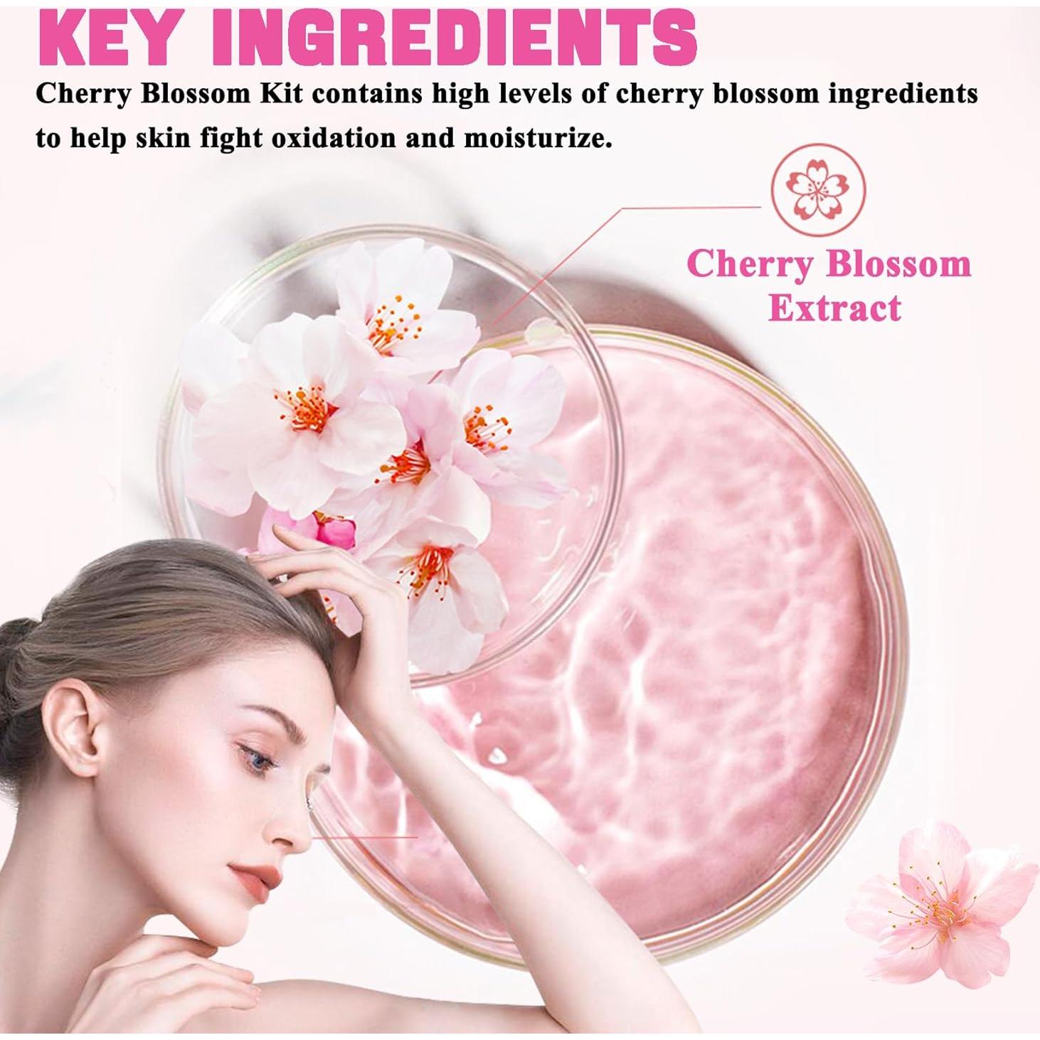 Kit de Cuidado de la Piel Sakura QSLYUYUAN 8 Piezas Hidratante