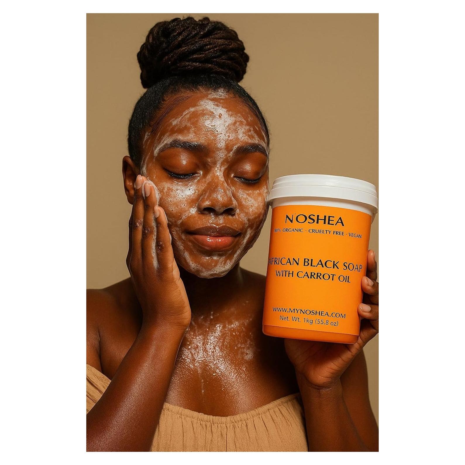 Jabón Negro Africano N'OSHEA 1kg Orgánico y Vegano con Aceite de Zanahoria