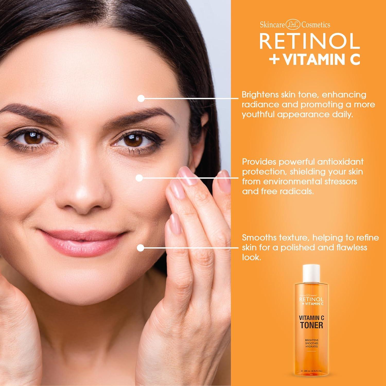 Tónico Facial LIVAURA Retinol + Vitamina C 200 mL - Hidratante Anti-Envejecimiento