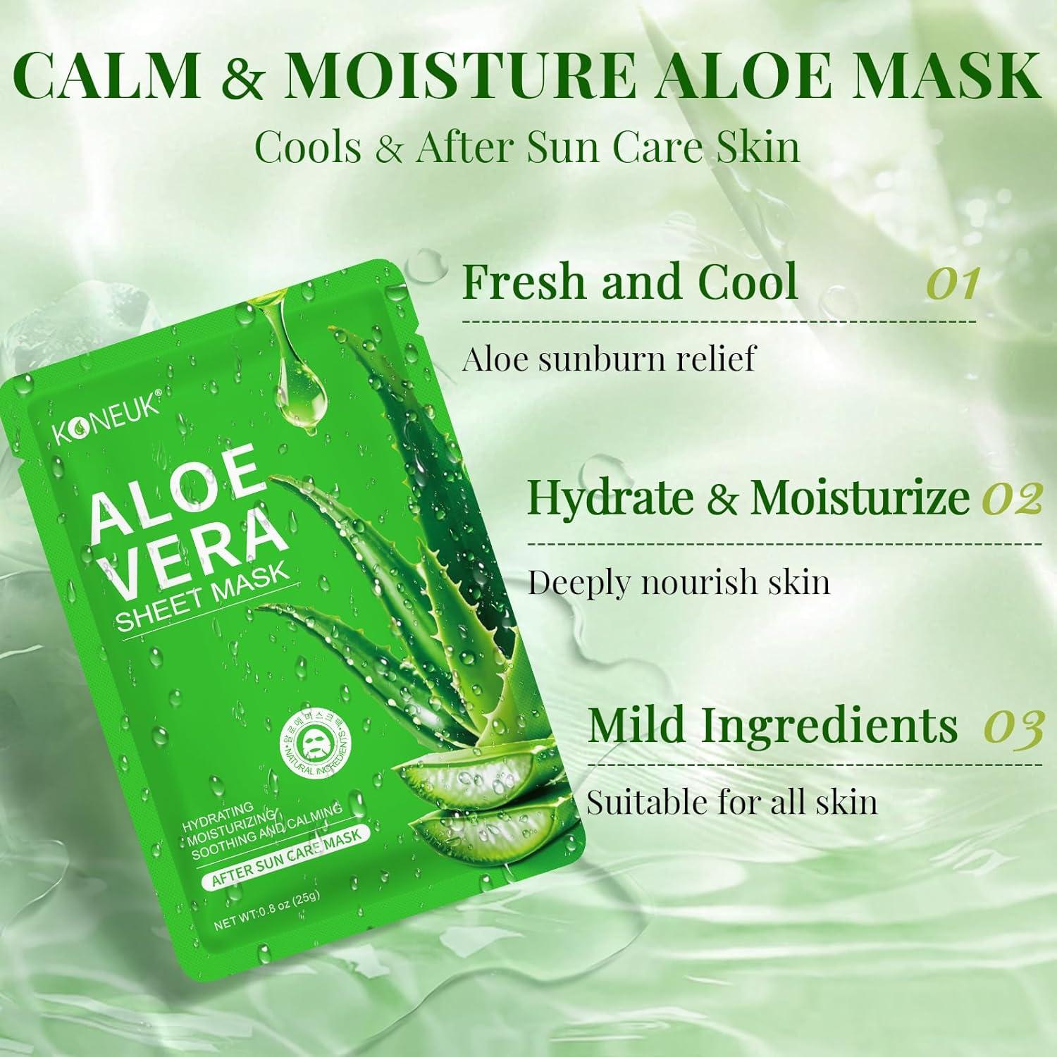 Paquete de 12 mascarillas faciales de aloe vera hidratantes