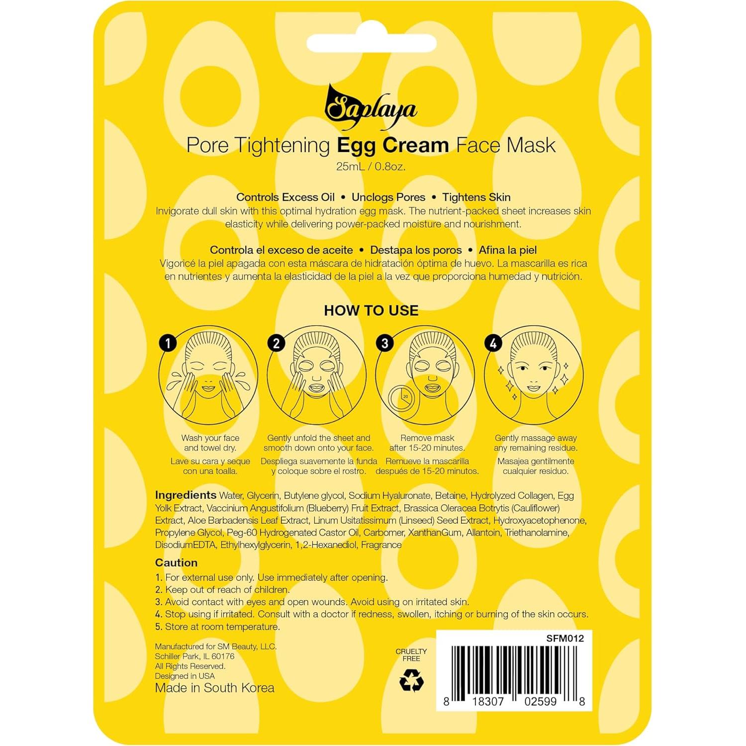 Mascarillas Faciales Saplaya Paquete de 6 Aromatizadas K-Beauty