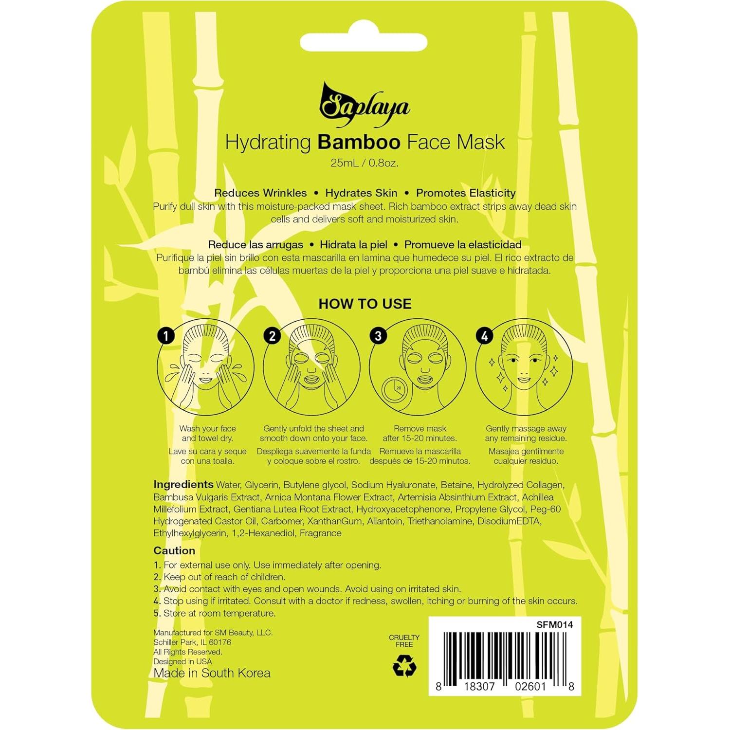 Mascarillas Faciales Saplaya Paquete de 6 Aromatizadas K-Beauty